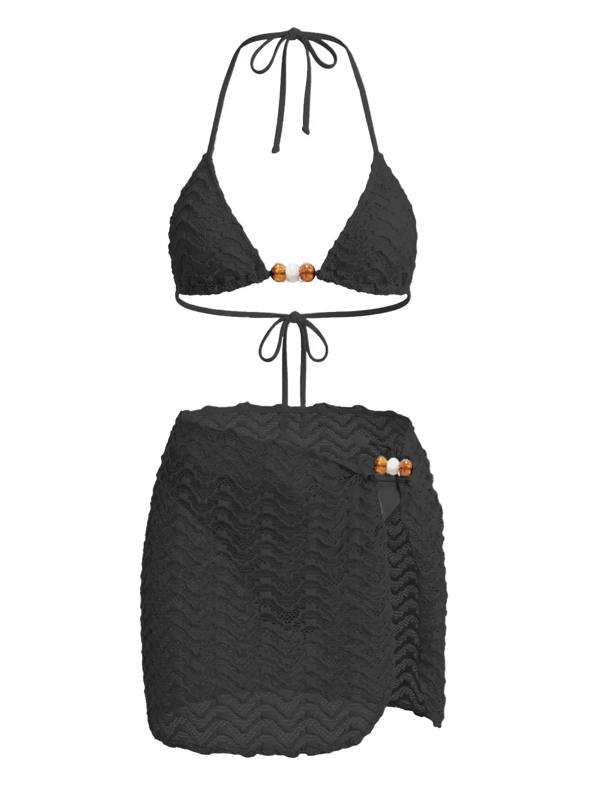 3PCS 1950s Beaded Halter Pleated Bikini Set & Cover-Up sold by Retro Stage product image thumbnail 4