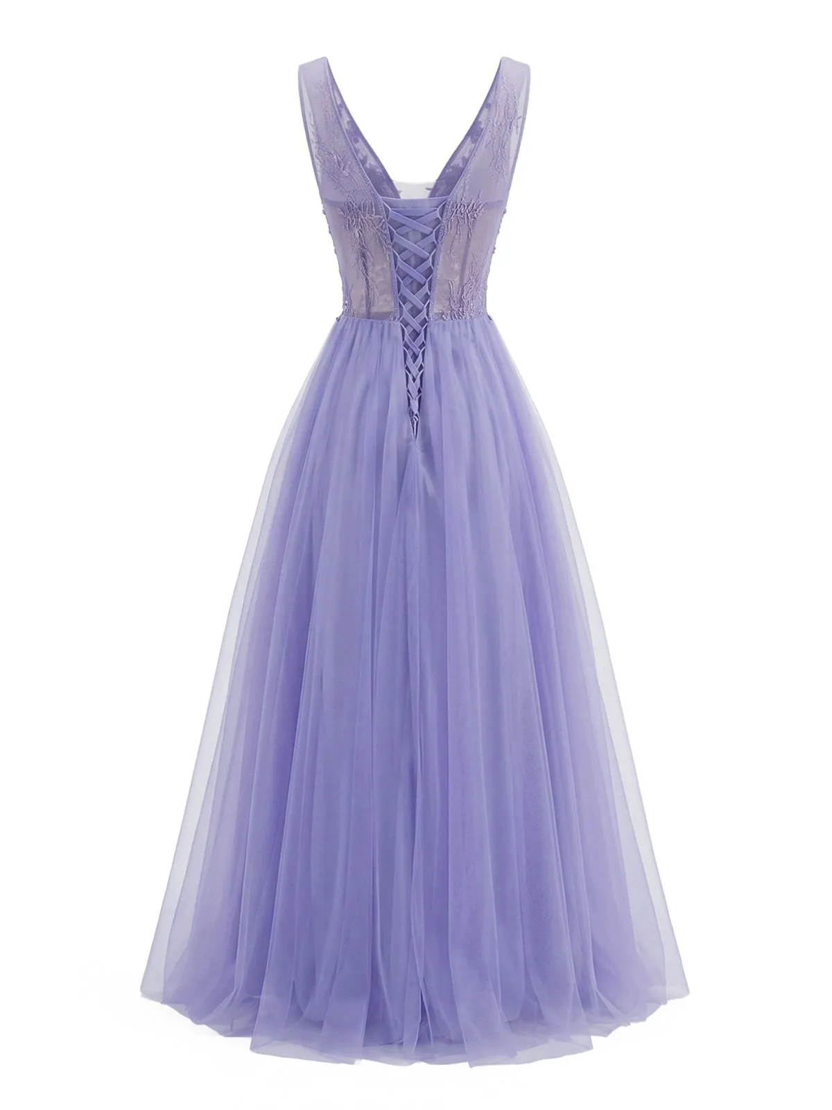Purple 1950s Tulle V-Neck Embroidered Maxi Dress sold by Retro Stage product image thumbnail 2