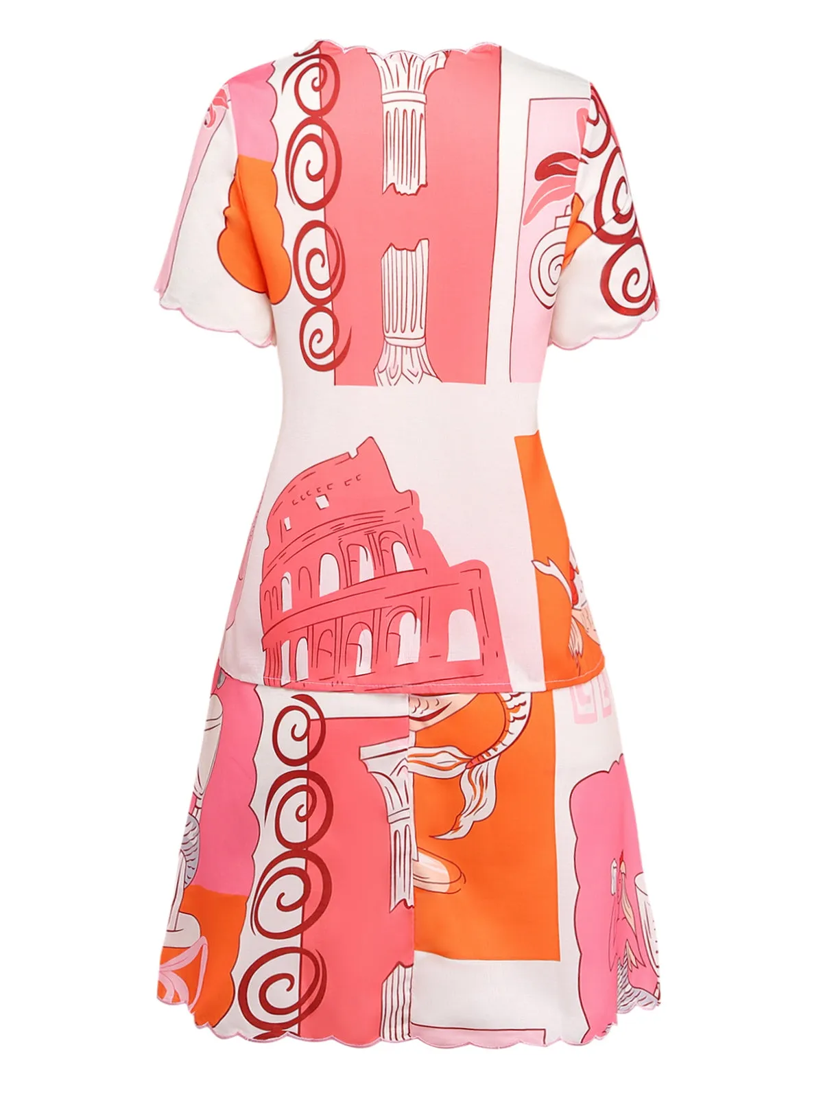 2PCS Multicolor 1940s Mermaid Print Tie-Up Top & Skirt sold by Retro Stage product image thumbnail 2