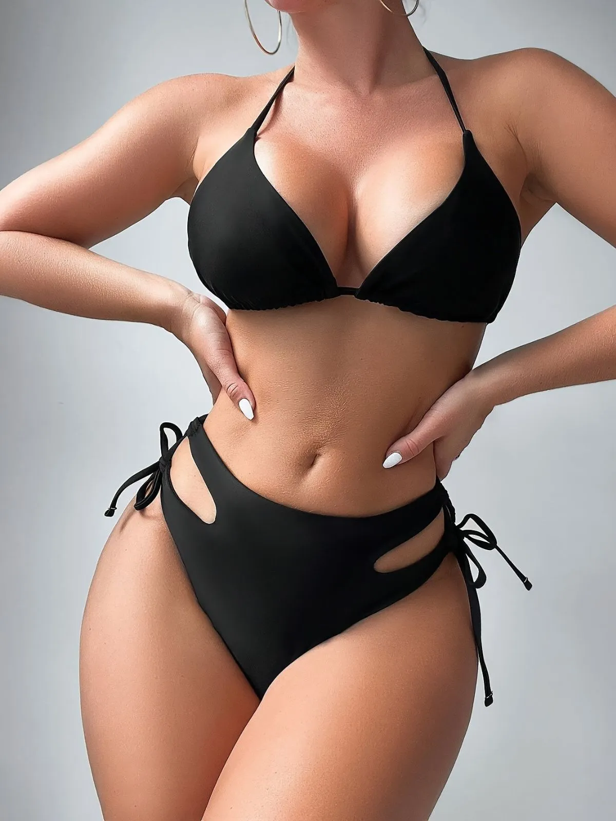 3PCS Black 1940s Sheer Tropical Floral Crop Top & Bikini Set sold by Retro Stage product image thumbnail 2