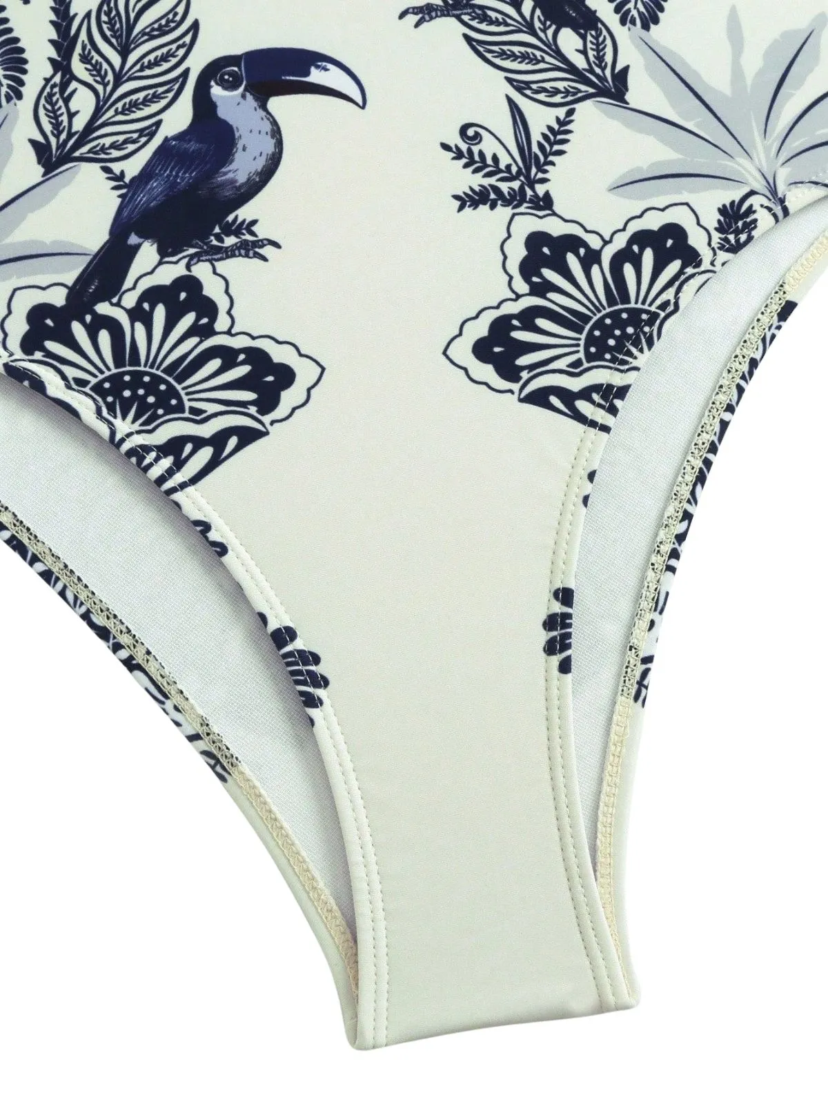 Blue 1930s Flower & Bird One-Piece Swimsuit & Cover-Up sold by Retro Stage product image thumbnail 5