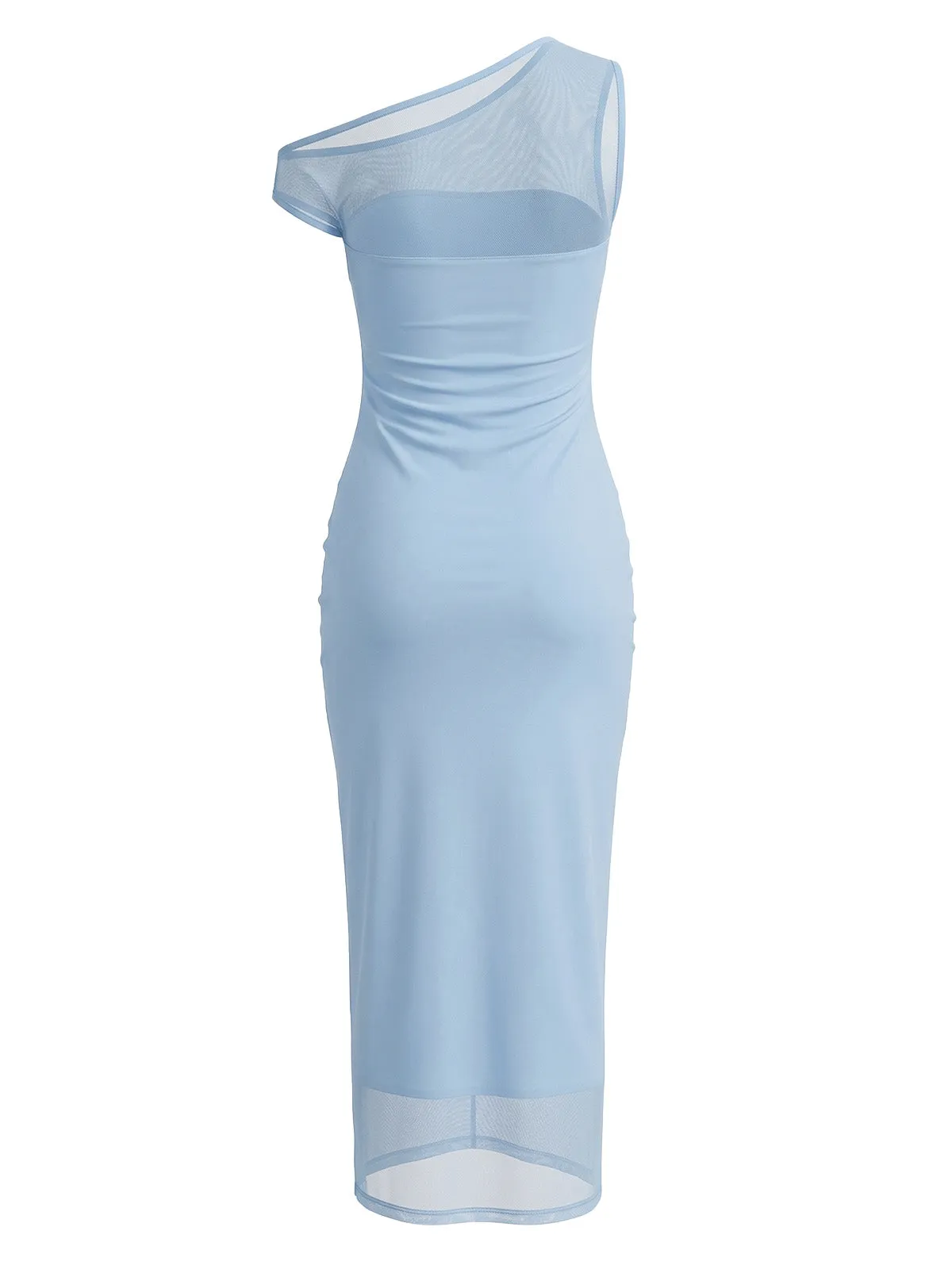 Blue 1930s One-Shoulder Floral Embroidered Mermaid Dress sold by Retro Stage product image thumbnail 2