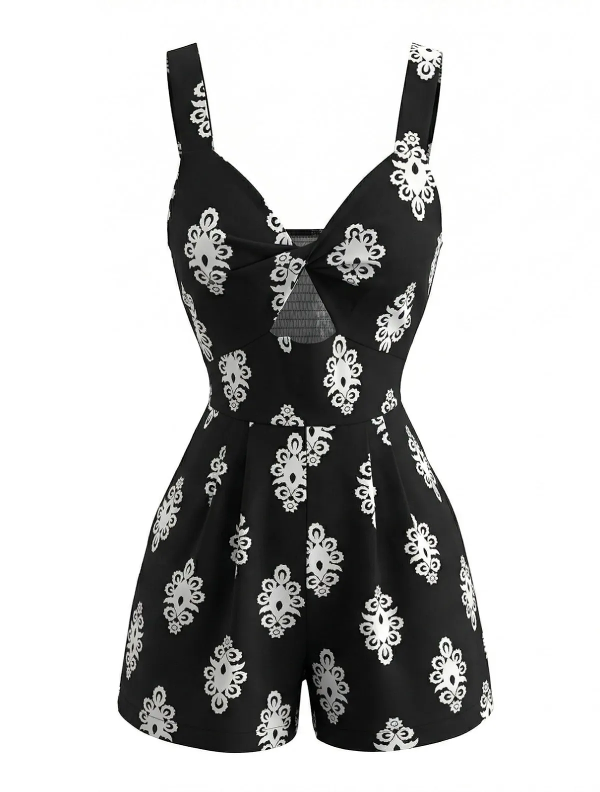 Black 1950s Cutout Twist-Front Romper sold by Retro Stage product image thumbnail 2