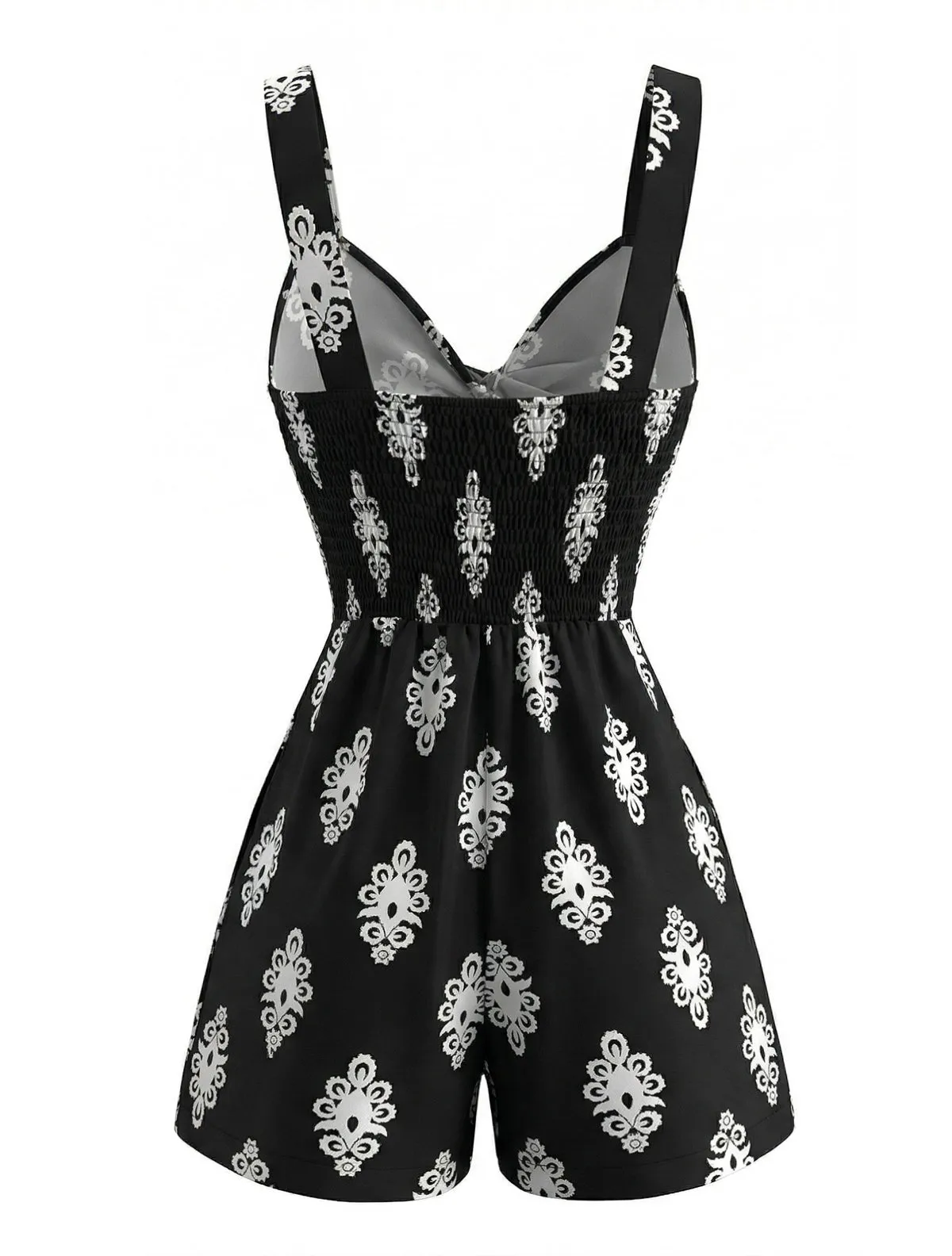 Black 1950s Cutout Twist-Front Romper sold by Retro Stage product image thumbnail 3