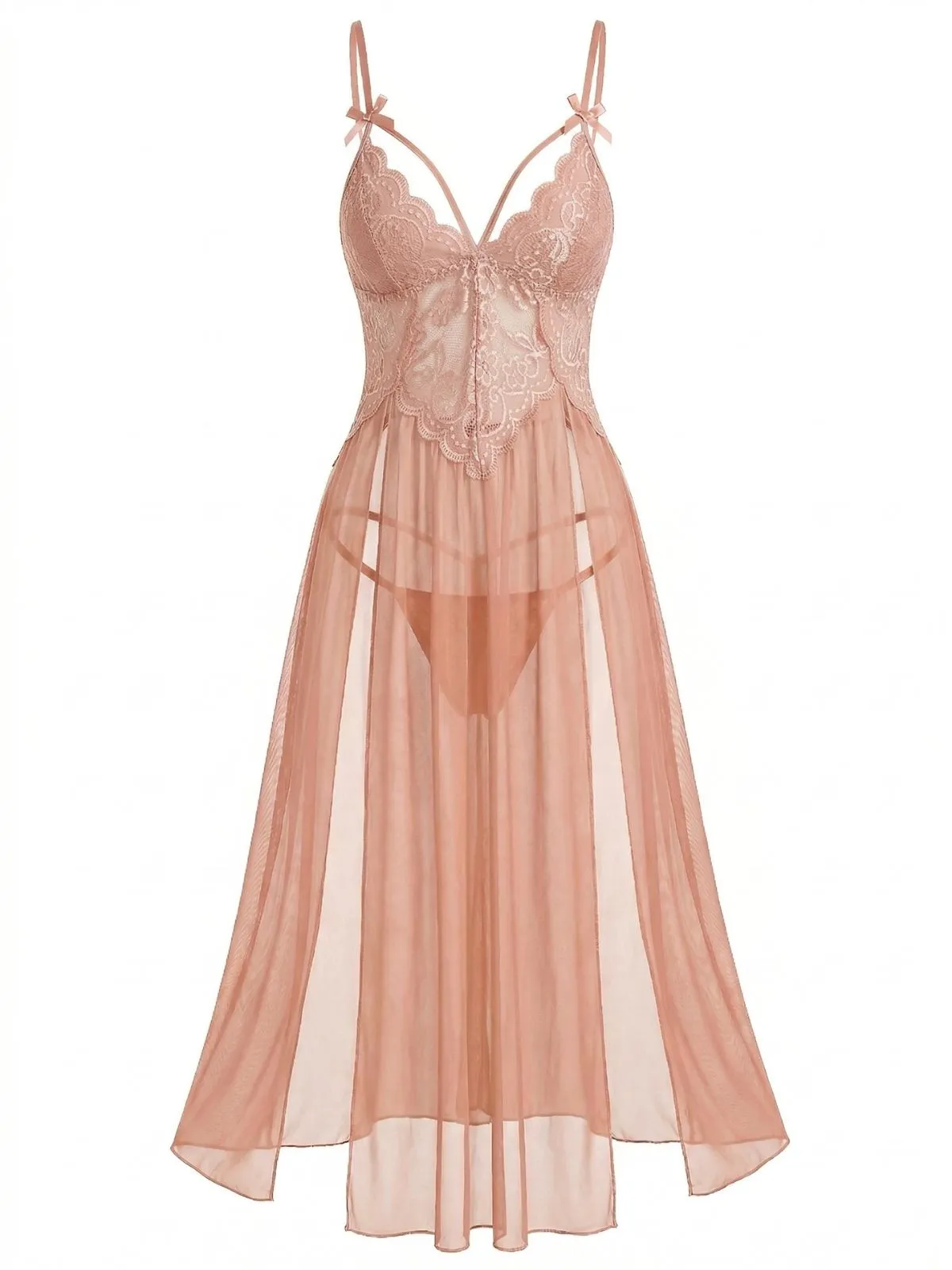 1930s Lace Spaghetti Strap Mesh Nightgowns sold by Retro Stage