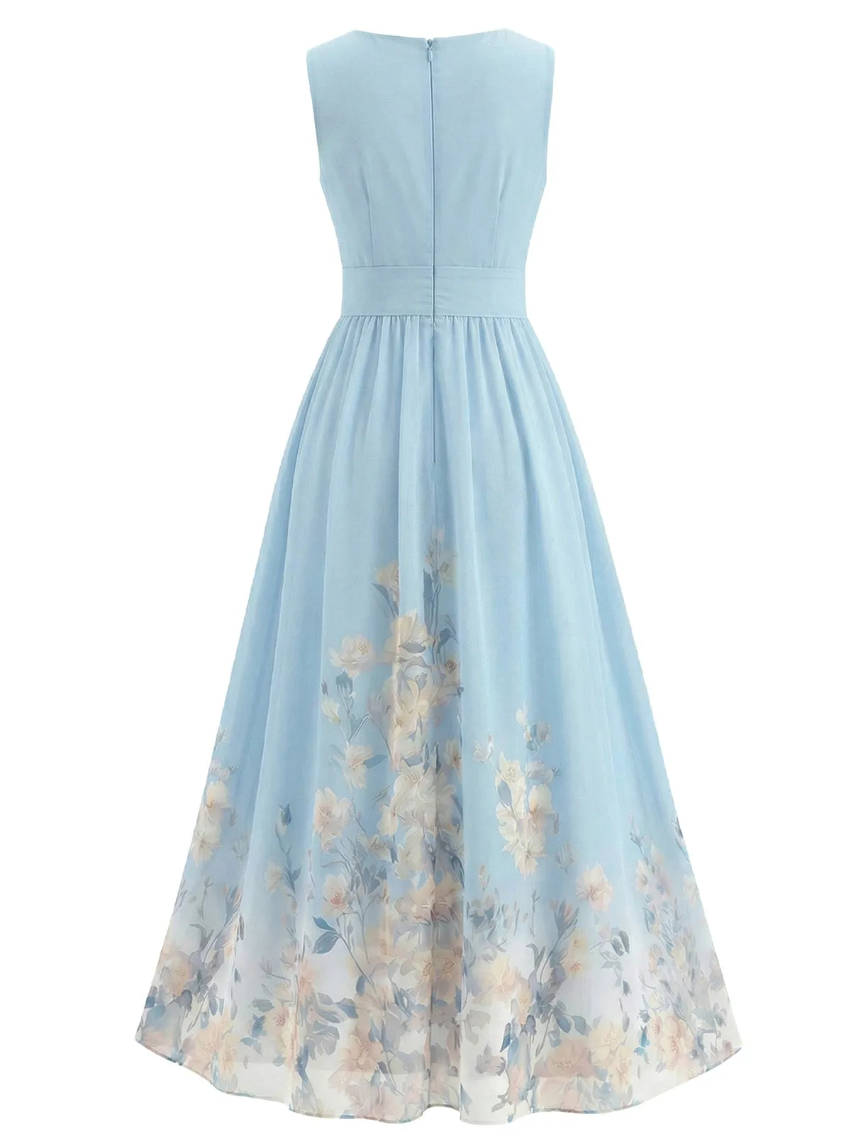 1940s Floral V-Neck Sleeveless Midi Dress sold by Retro Stage product image thumbnail 2