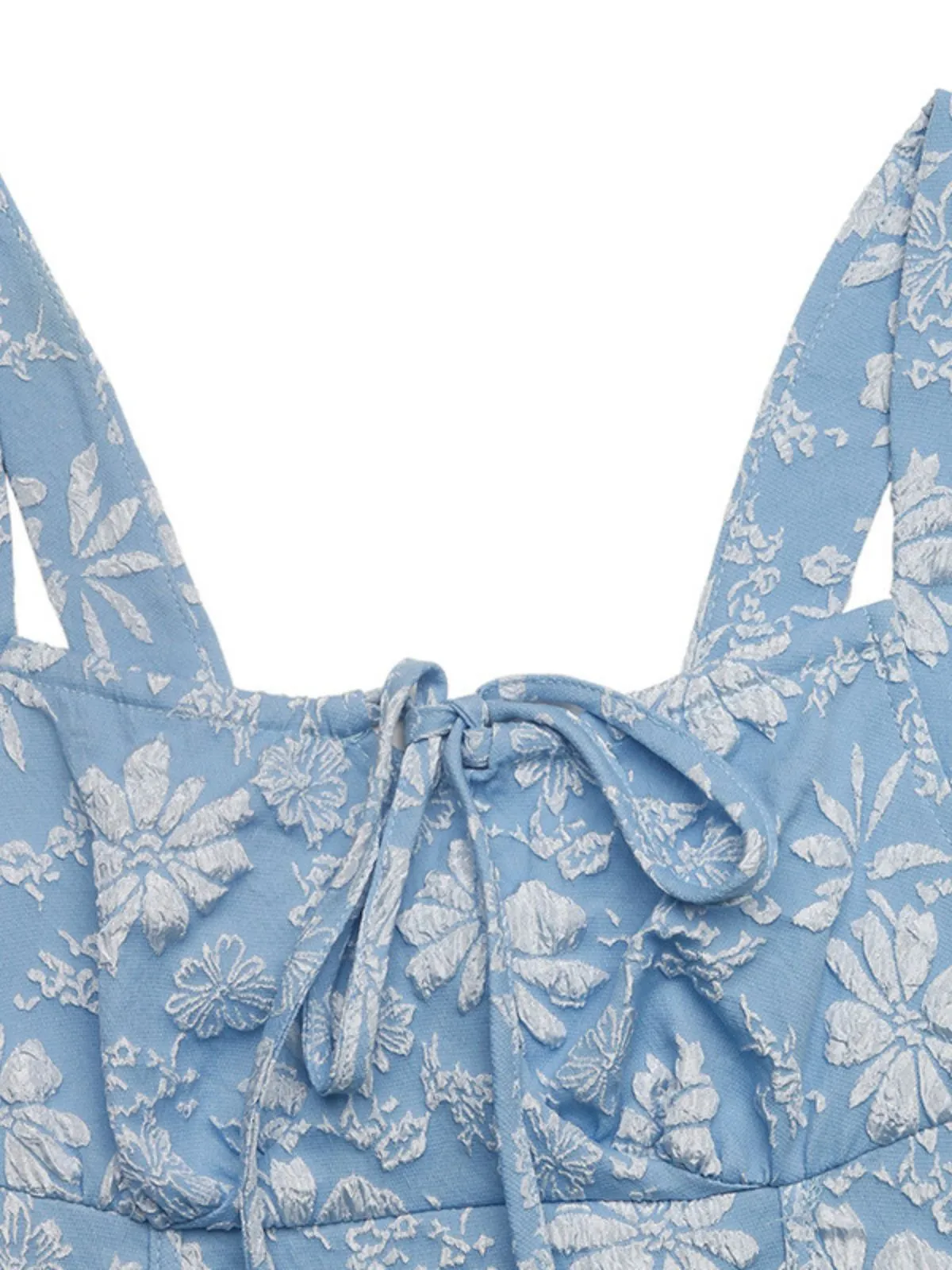 Blue 1940s Square Neck Empire Waist Jacquard Smocked Dress sold by Retro Stage product image thumbnail 5
