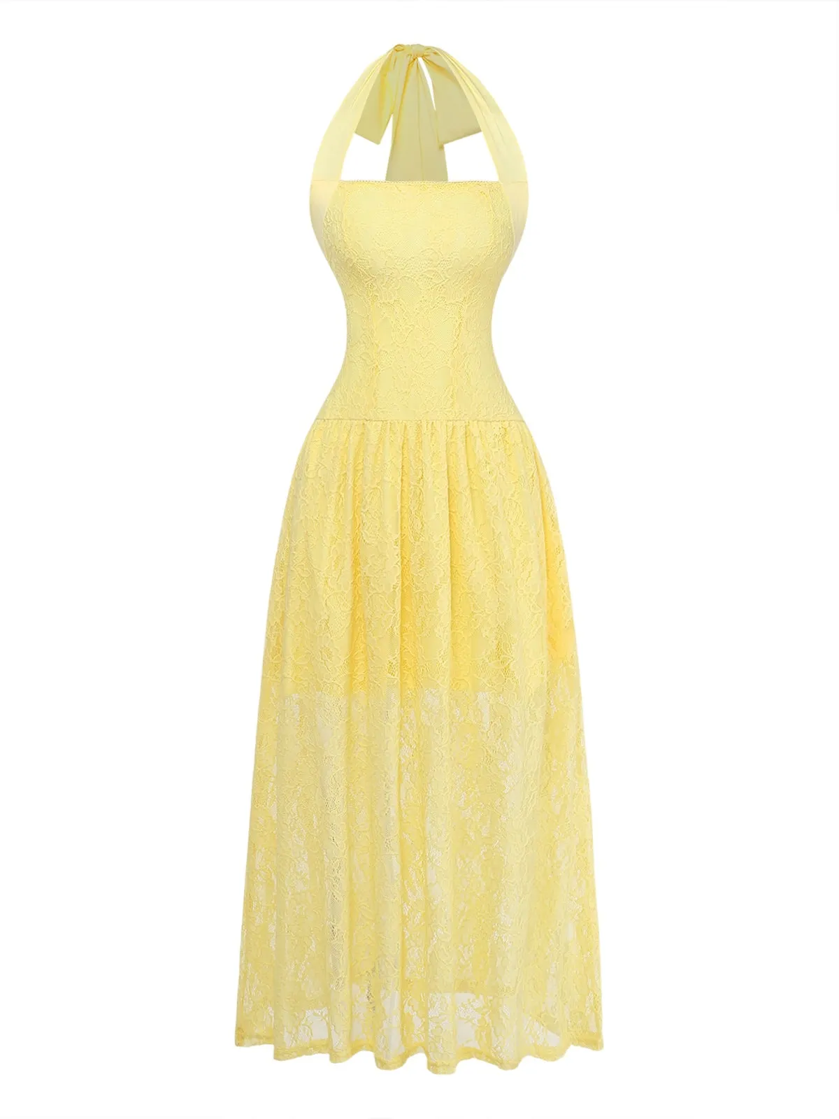 1950s Backless Lace Solid Halter Dress sold by Retro Stage product image thumbnail 2