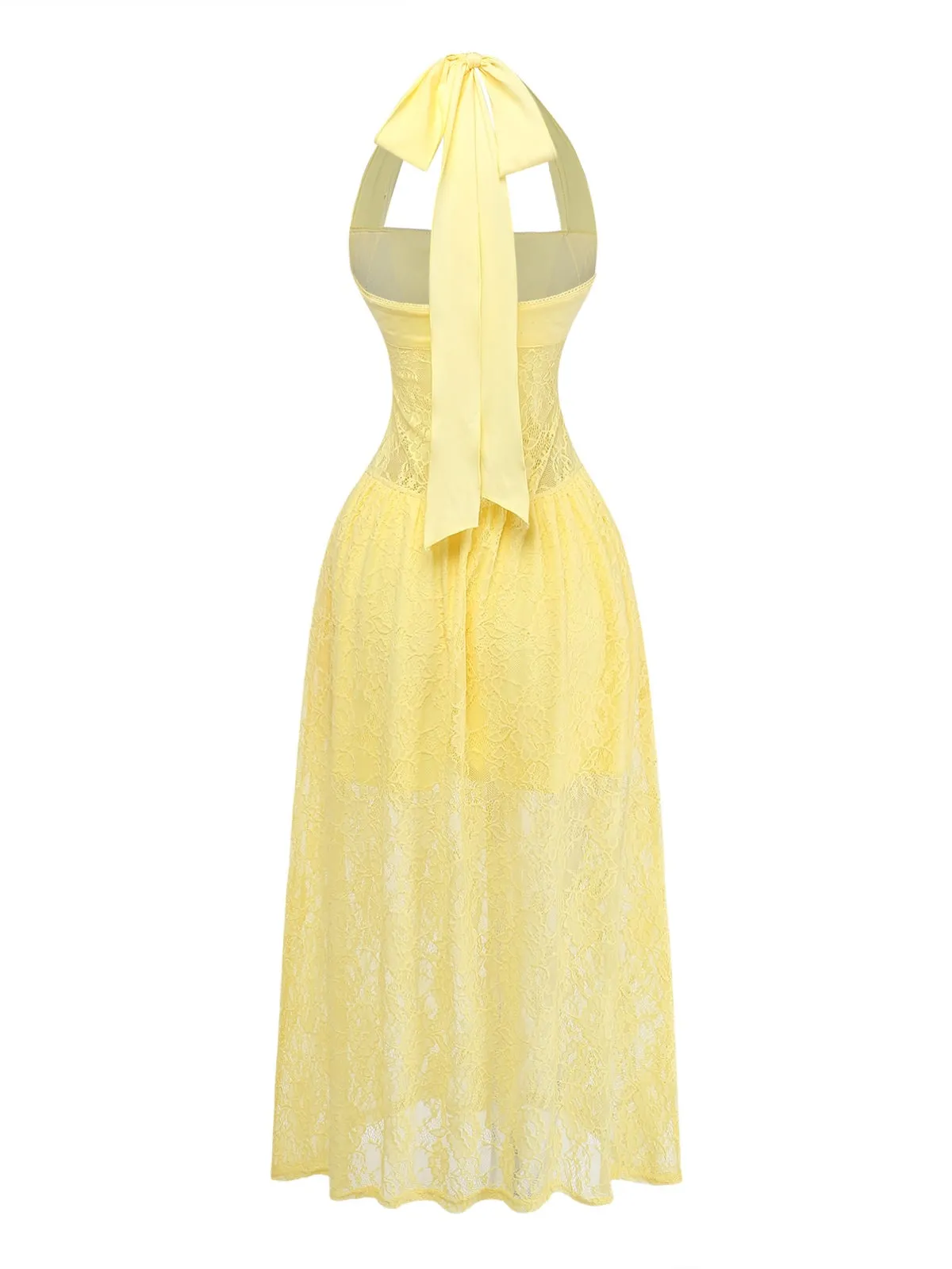 1950s Backless Lace Solid Halter Dress sold by Retro Stage product image thumbnail 3