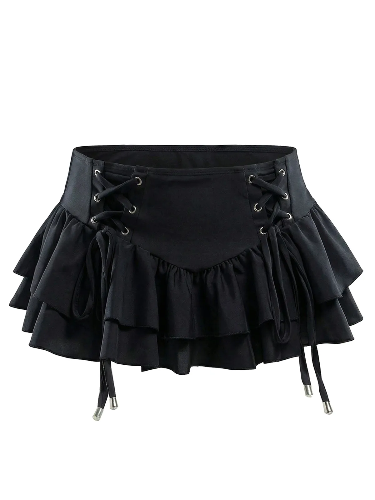 Black 1950s Halter Lace Up Bikini Set & Tiered Cover Up sold by Retro Stage product image thumbnail 5
