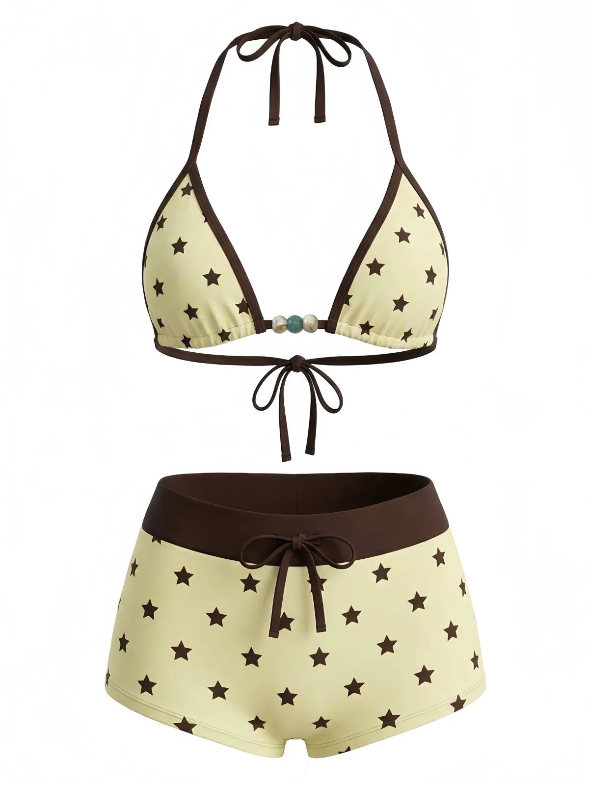 1950s Polka Dots Tie Halter Beaded Swimwear Set sold by Retro Stage product image thumbnail 3