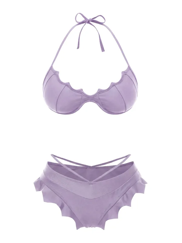 [Pre-Sale] Purple 1980s Solid Gothic Bat Wings Bikini Set made by Retro Stage