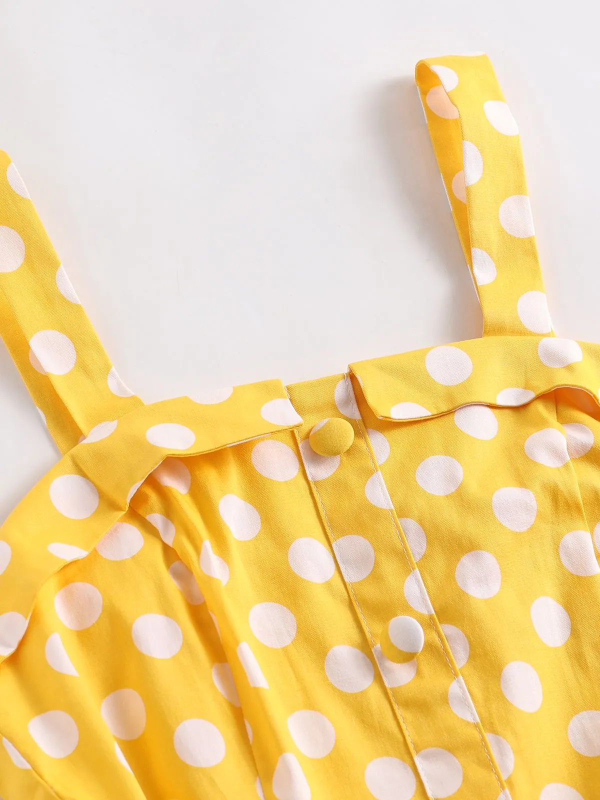 Yellow 1950s Polka Dot Straps Swing Dress sold by Retro Stage product image thumbnail 3