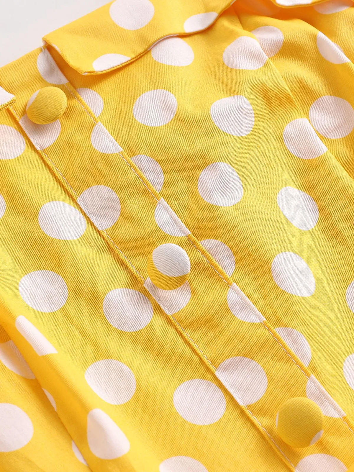 Yellow 1950s Polka Dot Straps Swing Dress sold by Retro Stage product image thumbnail 4