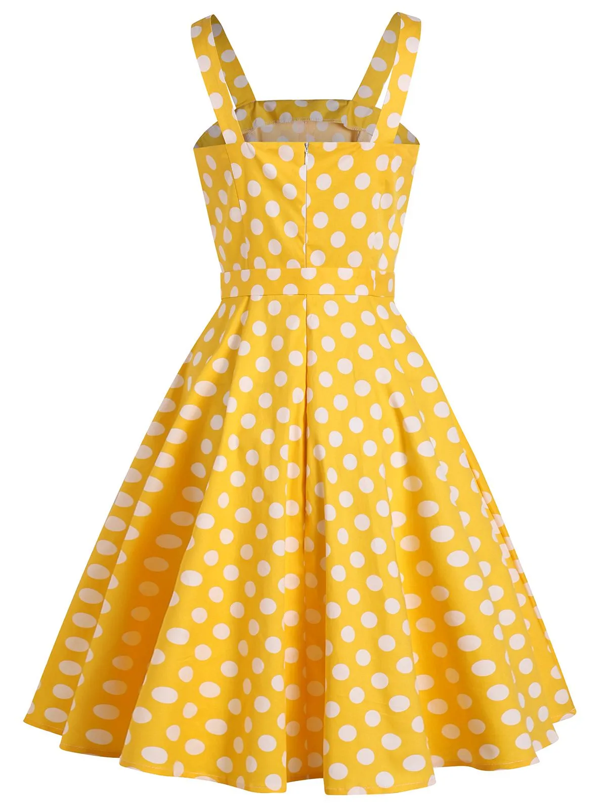 Yellow 1950s Polka Dot Straps Swing Dress sold by Retro Stage product image thumbnail 2