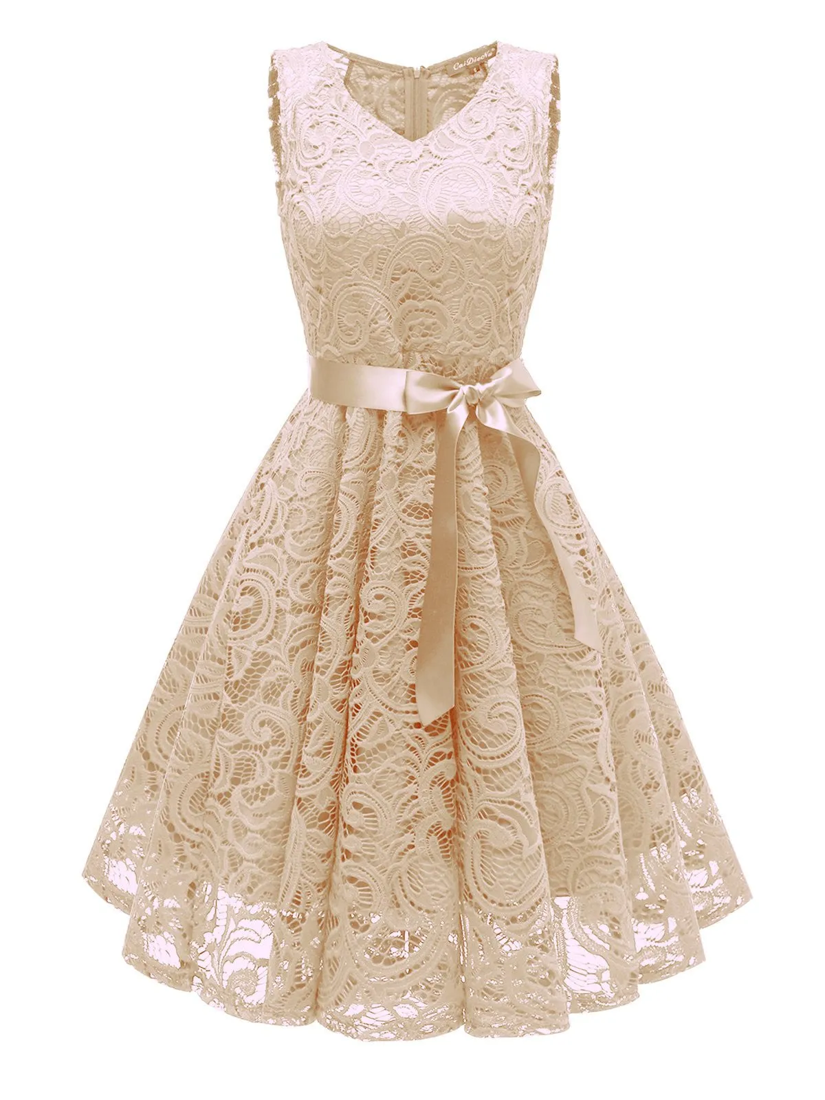 1950s Lace V Neck Bow Dress sold by Retro Stage