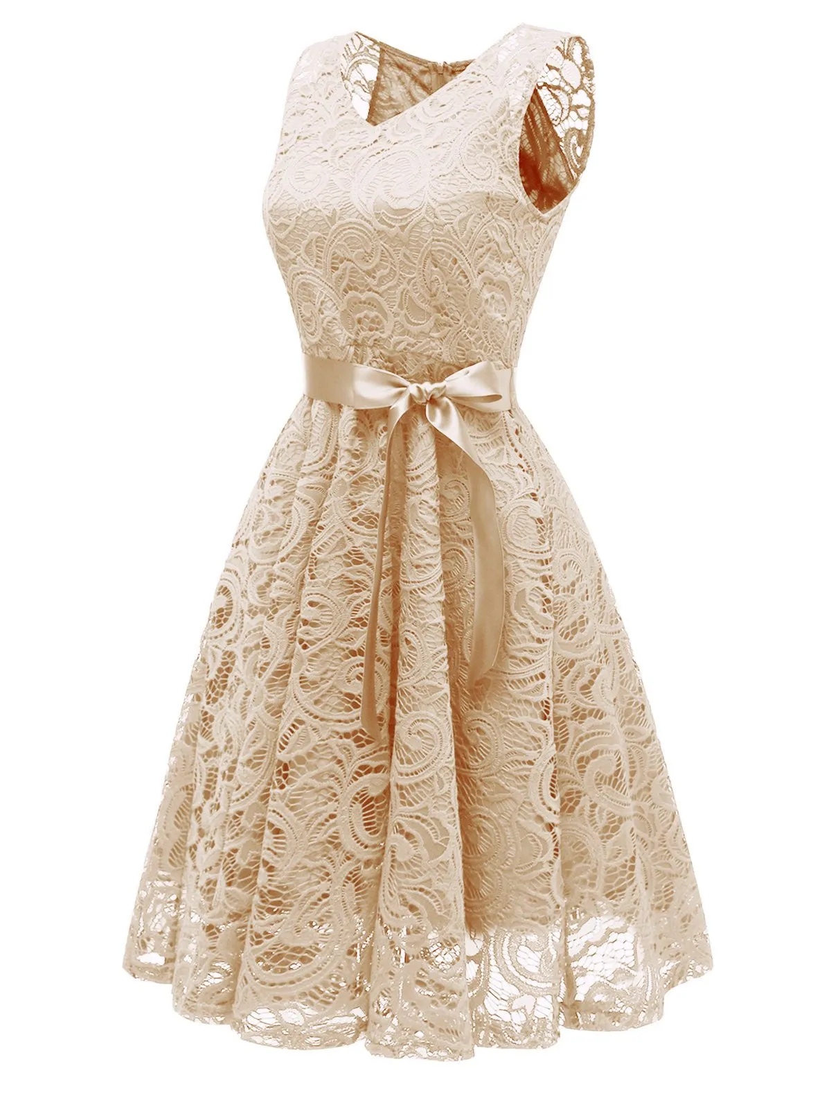 1950s Lace V Neck Bow Dress sold by Retro Stage product image thumbnail 5