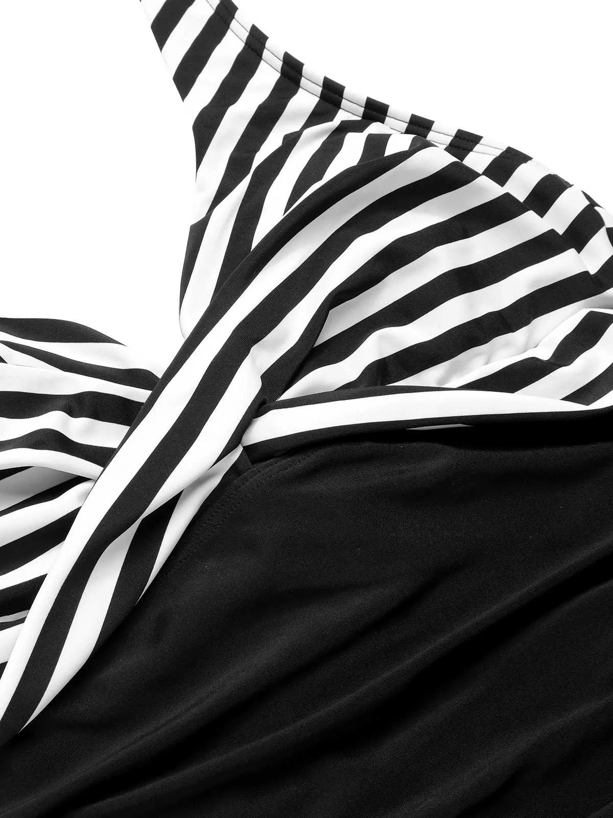 Black 1950s Halter Stripes One-Piece Swimsuit sold by Retro Stage product image thumbnail 5