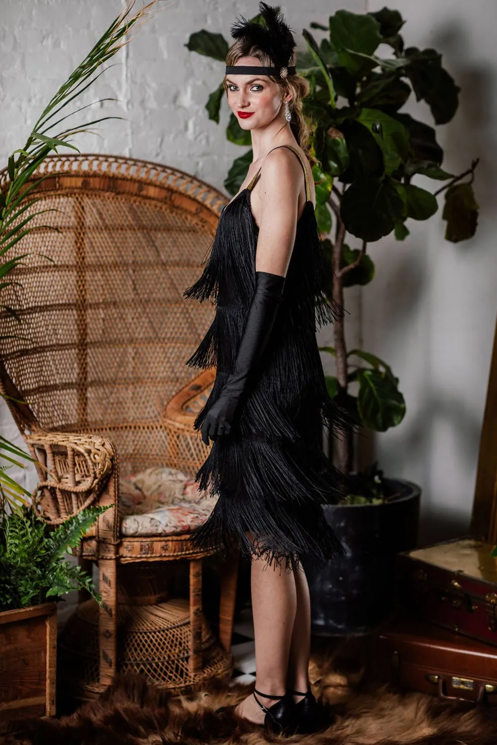 Belted Black 1920s Fringe Gatsby Dress sold by Retro Stage product image thumbnail 3