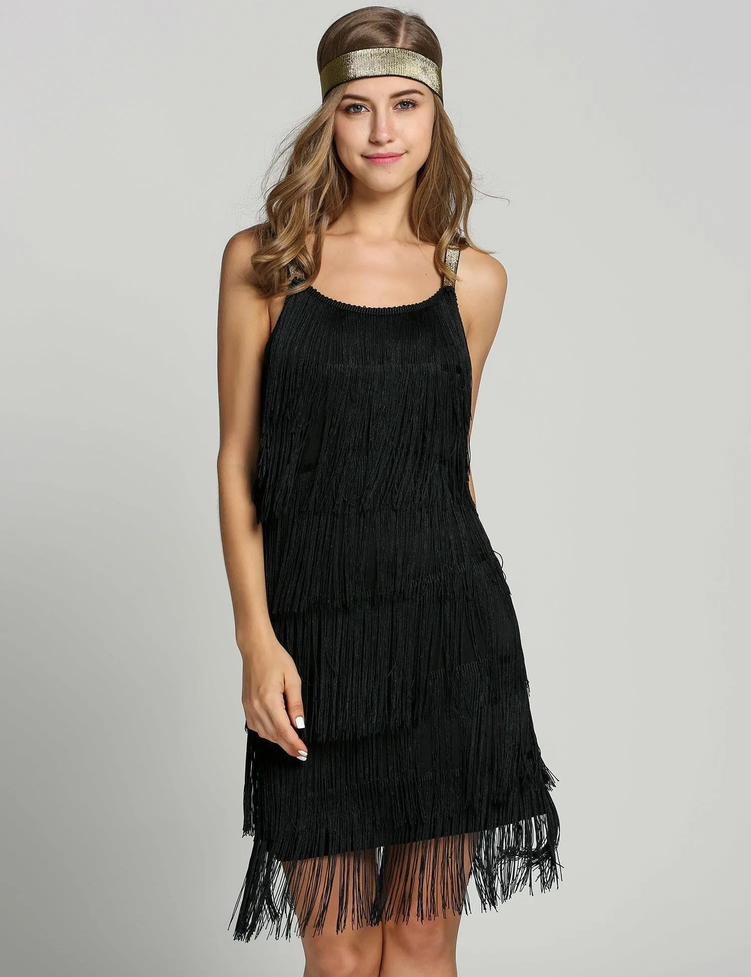 Belted Black 1920s Fringe Gatsby Dress sold by Retro Stage product image thumbnail 5