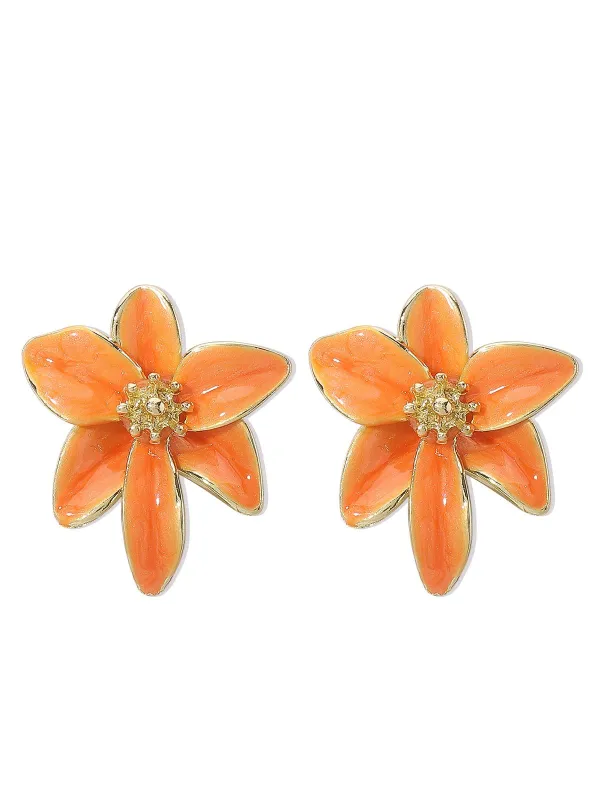 Vintage Enamel Lily Flower Stud Earrings made by Retro Stage
