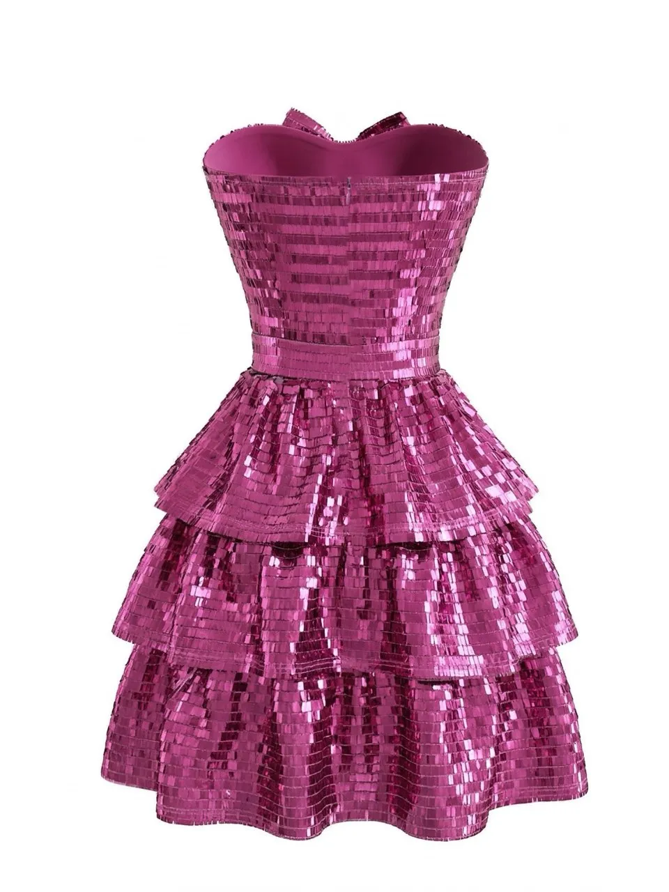 Rose Red 1960s Sequined Strapless Mini Dress sold by Retro Stage product image thumbnail 2