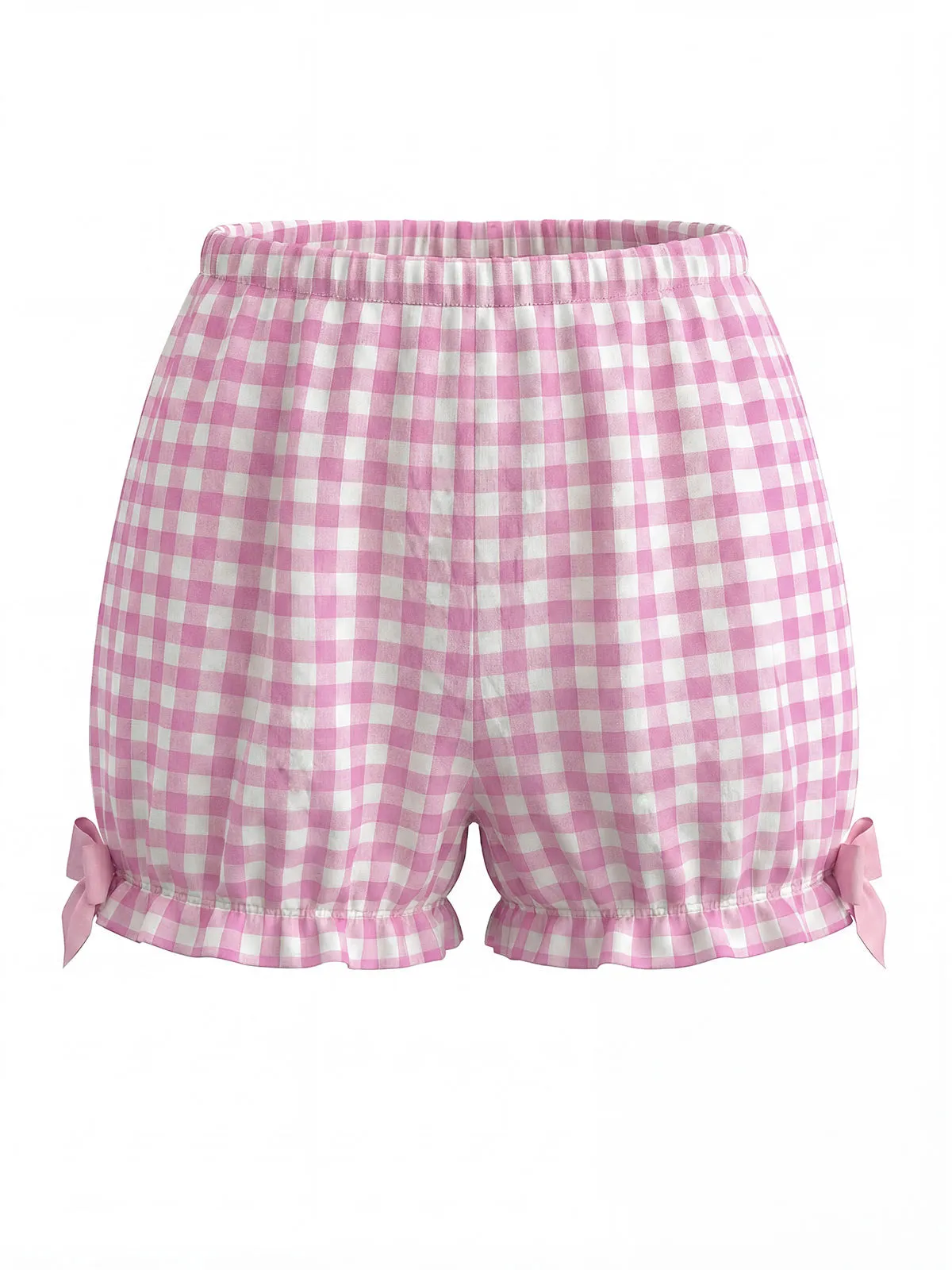 Pink 1960s Bow Gingham Ruffle Pajama Set sold by Retro Stage product image thumbnail 5