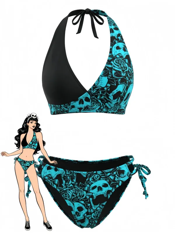 1940s Floral Print Halter Bikini Set made by Retro Stage