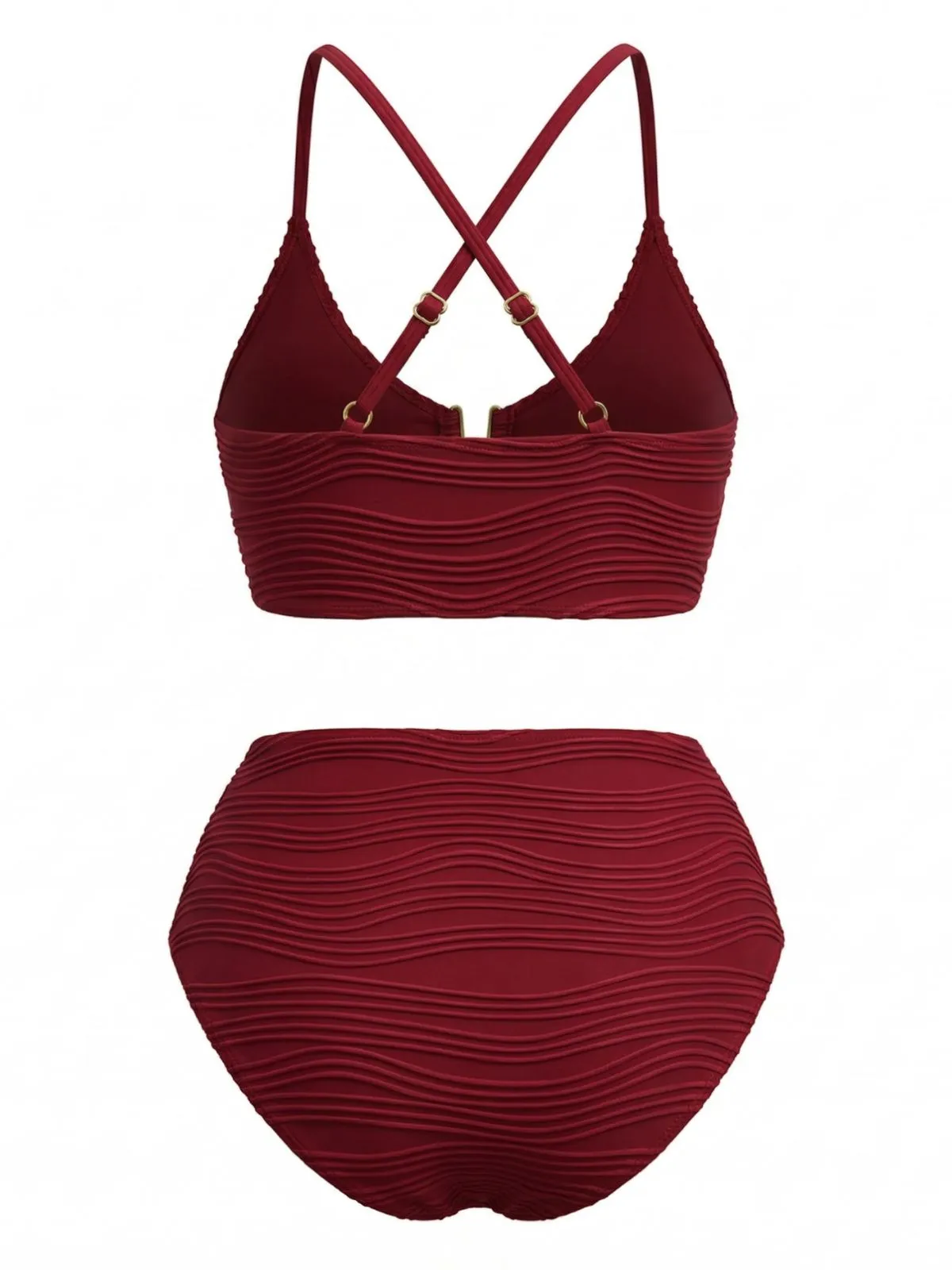 1950s U-Shaped Metal Solid High Waist Tankini Set sold by Retro Stage product image thumbnail 3