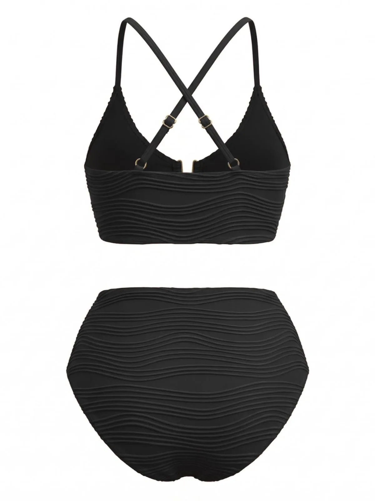 1950s U-Shaped Metal Solid High Waist Tankini Set sold by Retro Stage product image thumbnail 5