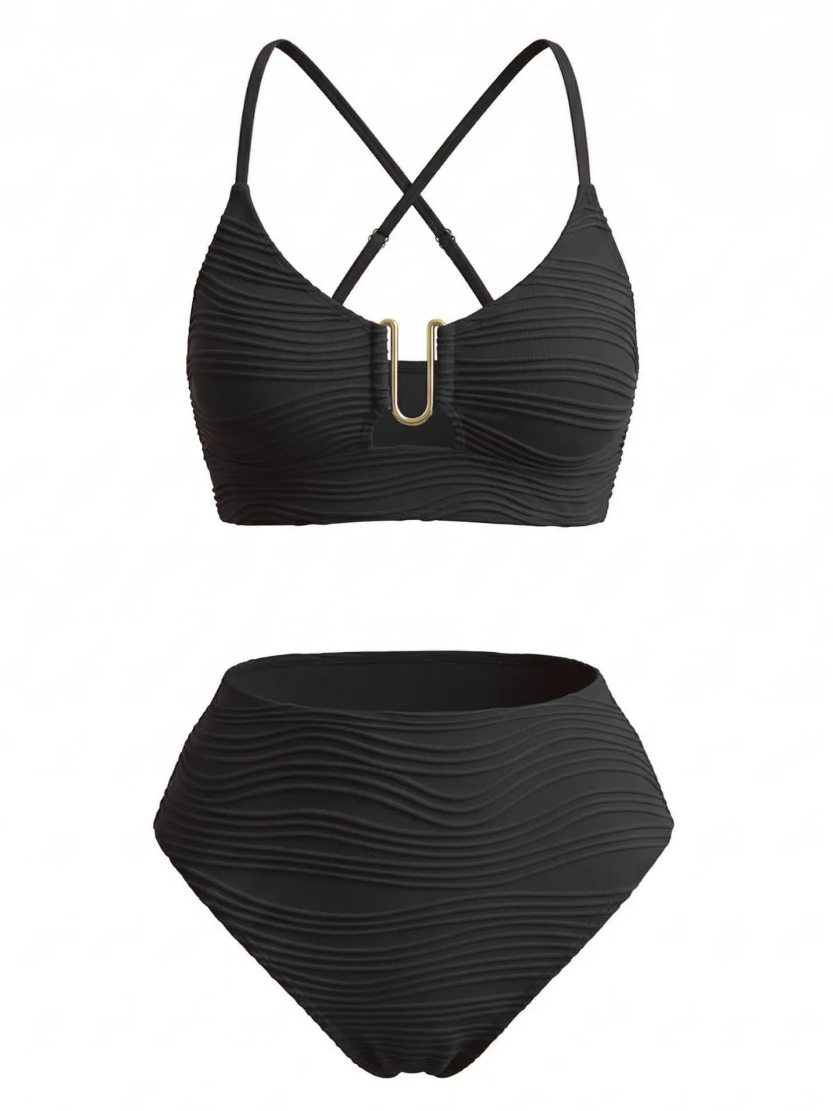 1950s U-Shaped Metal Solid High Waist Tankini Set sold by Retro Stage product image thumbnail 4