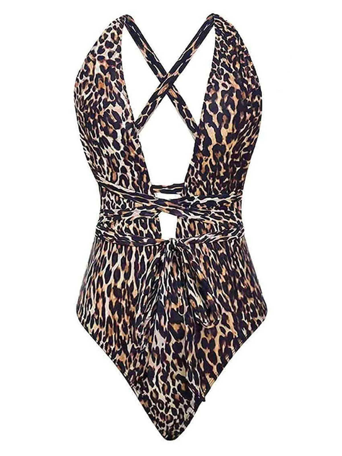 1930s Deep V-Neck Criss-Cross Halter Leopard Swimsuit & Cover-up sold by Retro Stage product image thumbnail 2