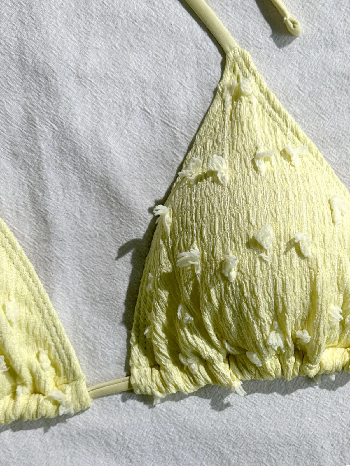 3PCS Yellow 1950s Textured Halter Bikini Set & Shorts sold by Retro Stage product image thumbnail 3