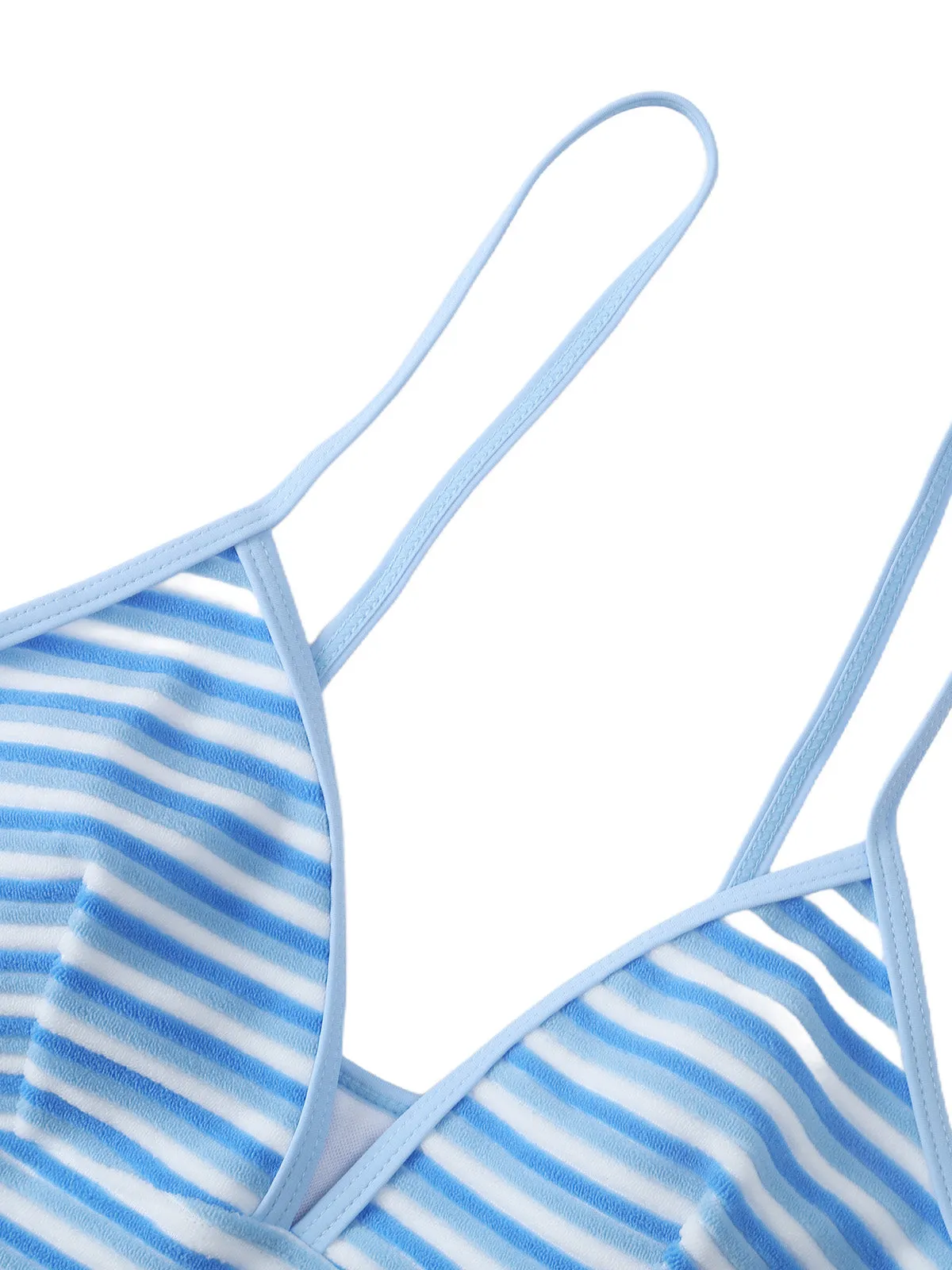 Blue & White 1940s Striped Side Tie Tankini Set sold by Retro Stage product image thumbnail 4