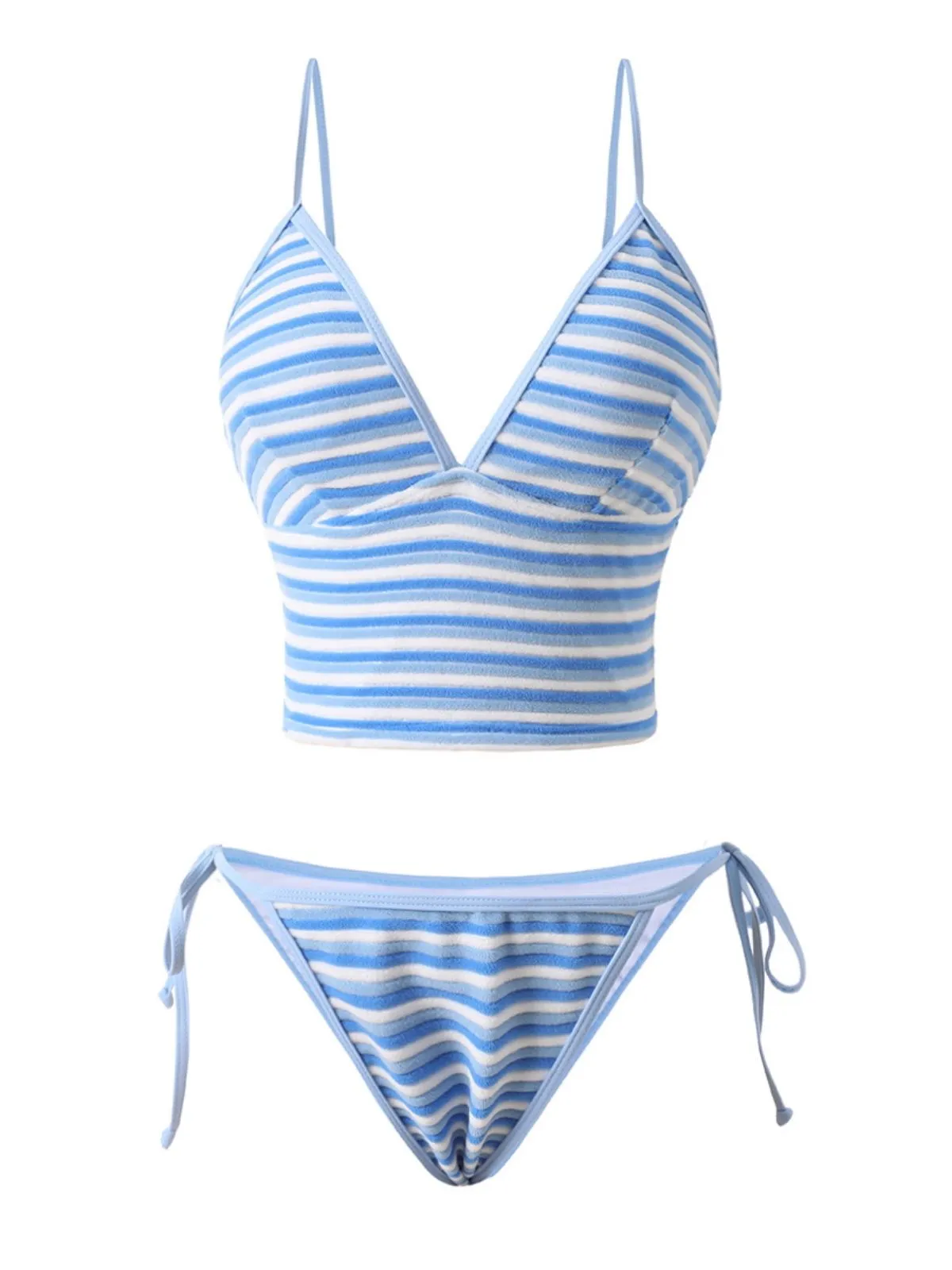 Blue & White 1940s Striped Side Tie Tankini Set sold by Retro Stage product image thumbnail 2