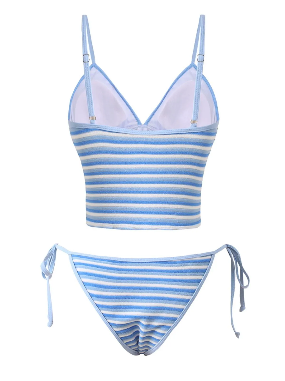 Blue & White 1940s Striped Side Tie Tankini Set sold by Retro Stage product image thumbnail 3