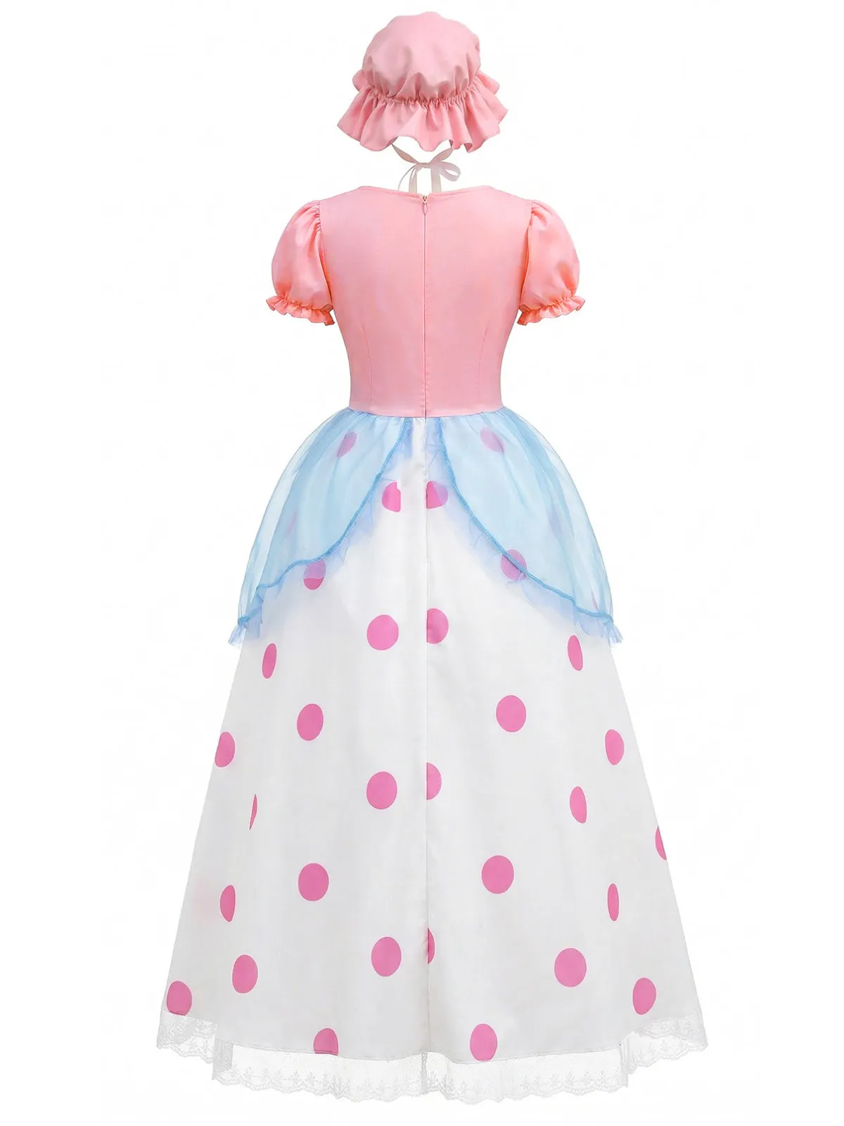 Pink 1940s Bo Peep Cosplay Puff Polka Dot Dress sold by Retro Stage product image thumbnail 3
