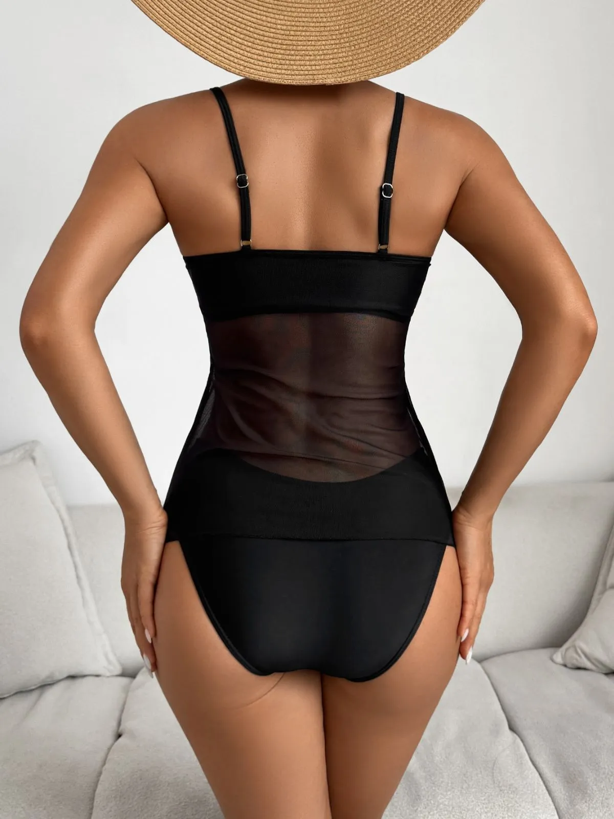 1950s Palm Tree Spaghetti Strap Mesh Tankini Set sold by Retro Stage product image thumbnail 4