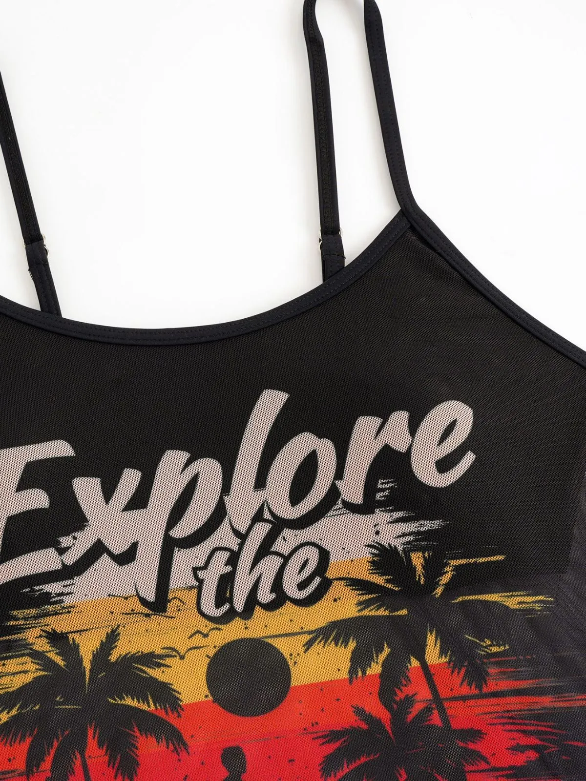 1950s Palm Tree Spaghetti Strap Mesh Tankini Set sold by Retro Stage product image thumbnail 5