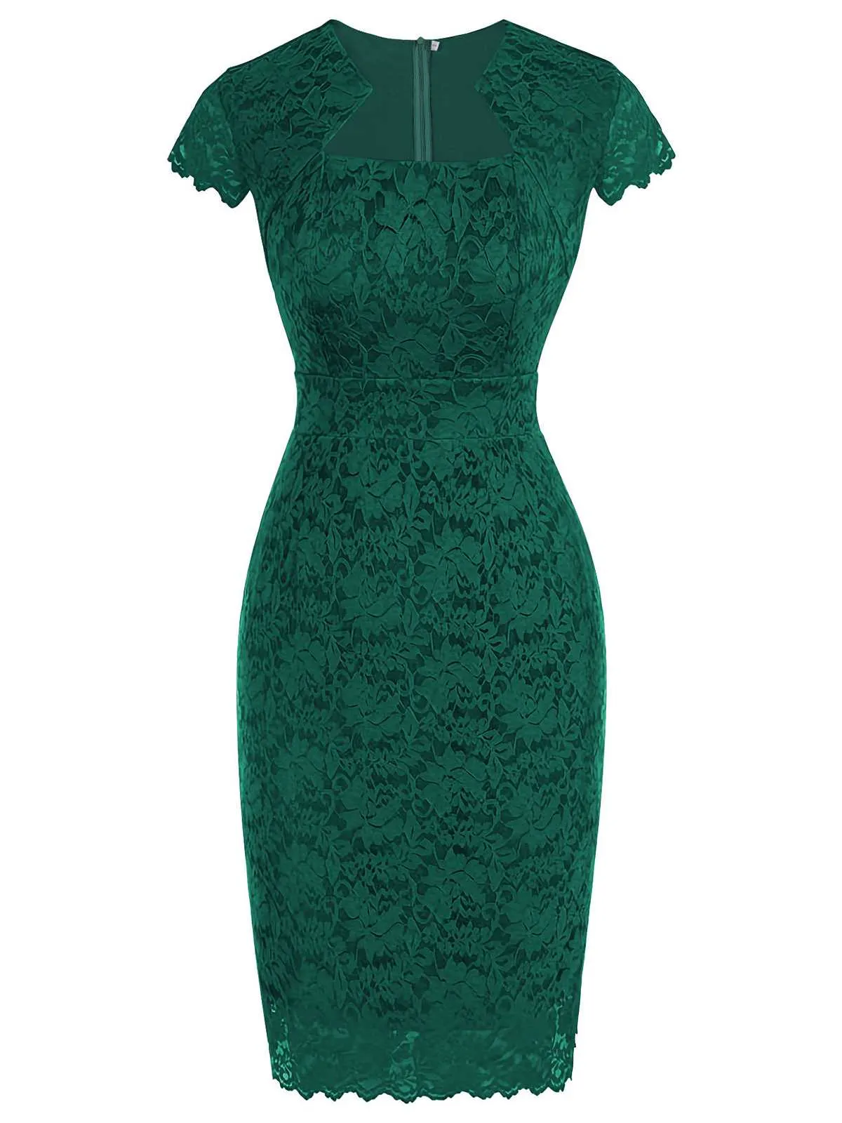 Green 1960s Floral Solid Bodycon Dress sold by Retro Stage
