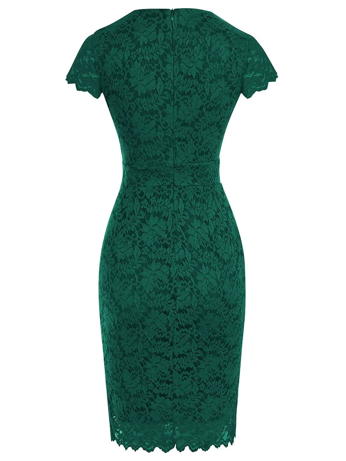 Green 1960s Floral Solid Bodycon Dress sold by Retro Stage product image thumbnail 2