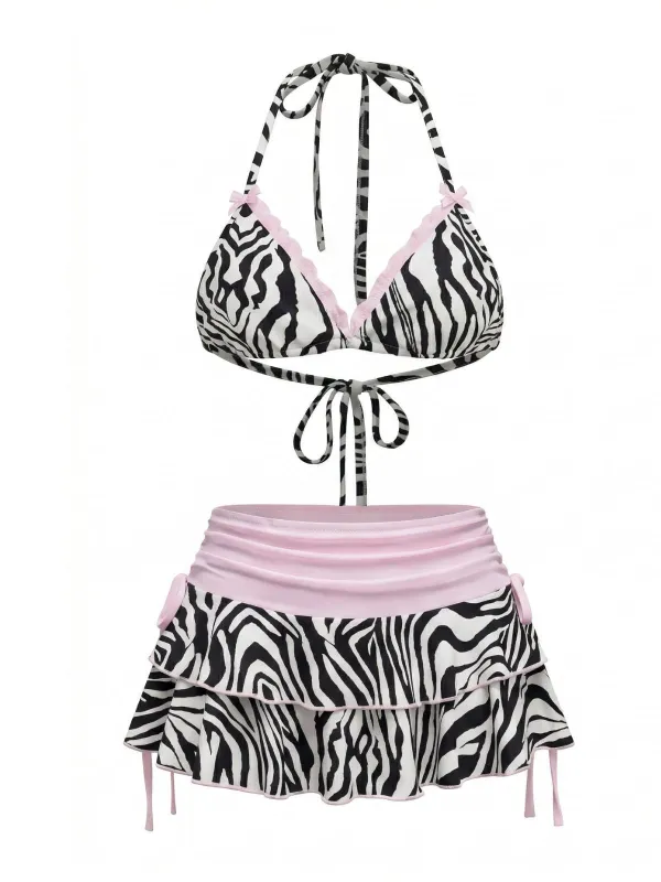 [Pre-Sale] Black & White 1950s Zebra Stripes Bikini Set made by Retro Stage