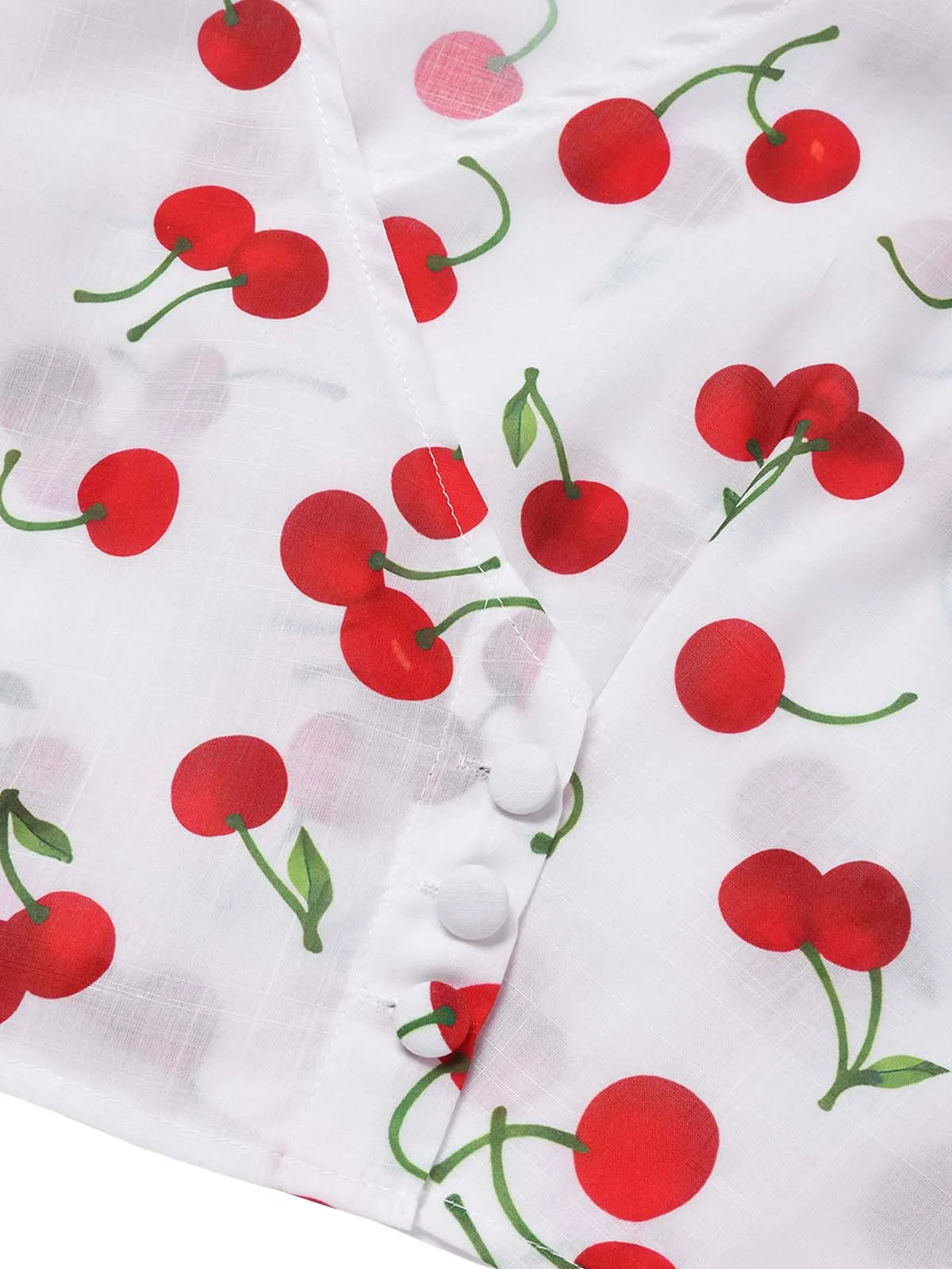 2PCS Red 1960s Cherry V-Neck Crop Top & Skirt sold by Retro Stage product image thumbnail 5