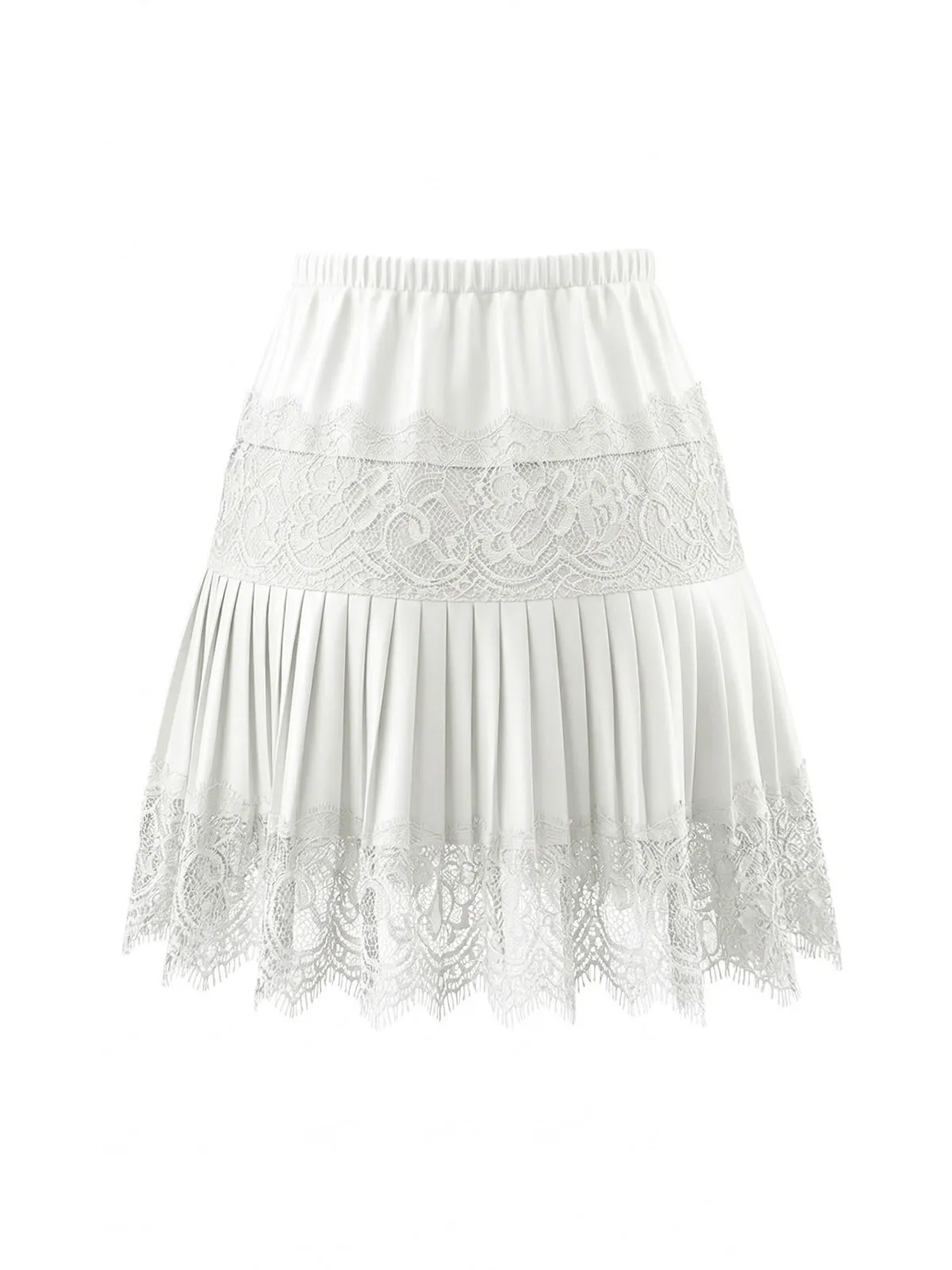 White 1960s Solid Lace Pleated Skirt sold by Retro Stage