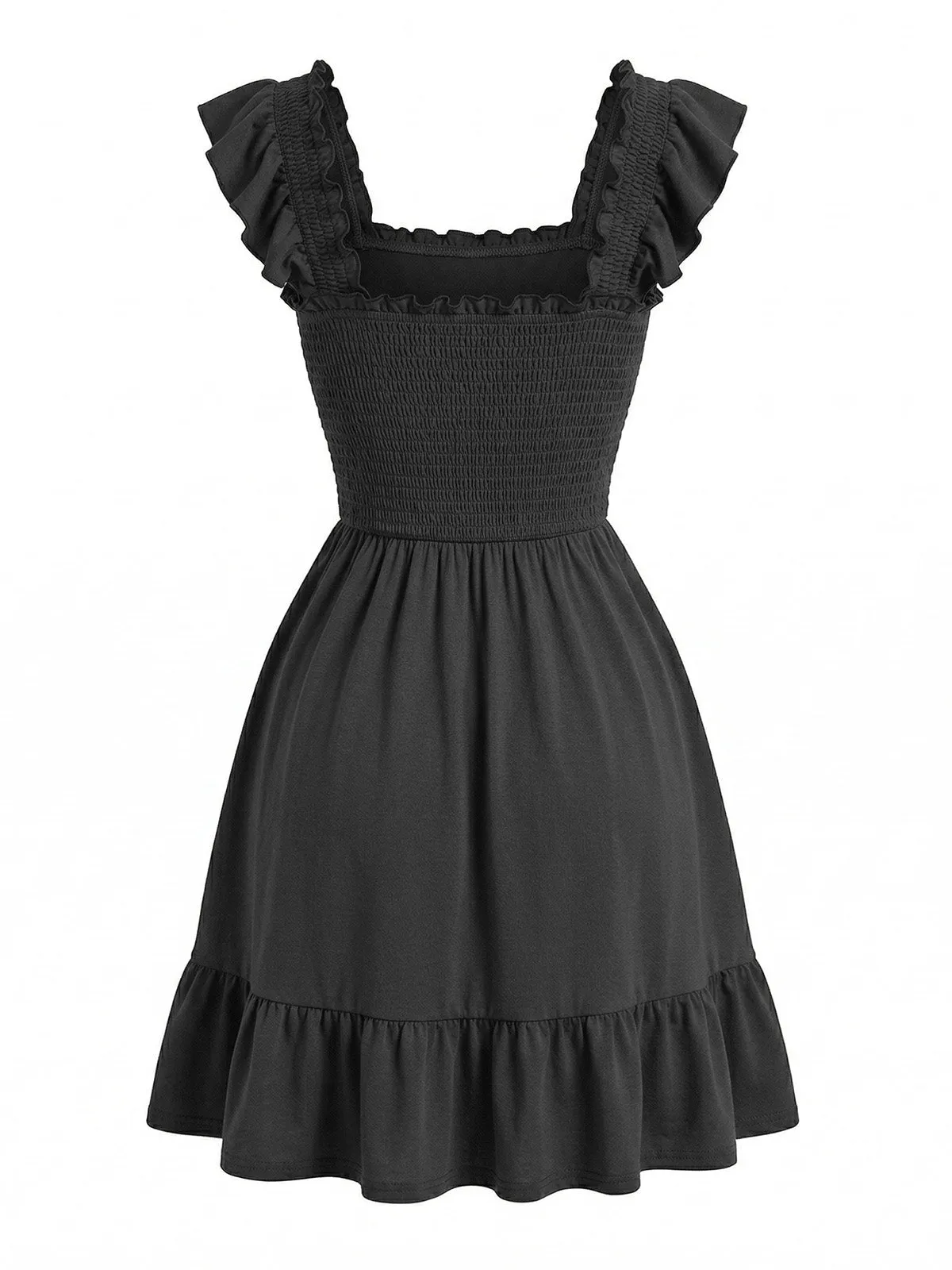1950s Square Neck Ruffled Sleeve Smocked Dress sold by Retro Stage product image thumbnail 5