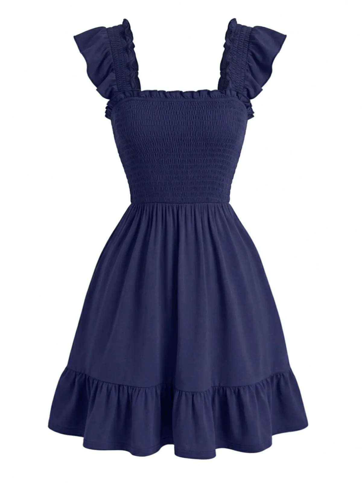 1950s Square Neck Ruffled Sleeve Smocked Dress sold by Retro Stage product image thumbnail 2