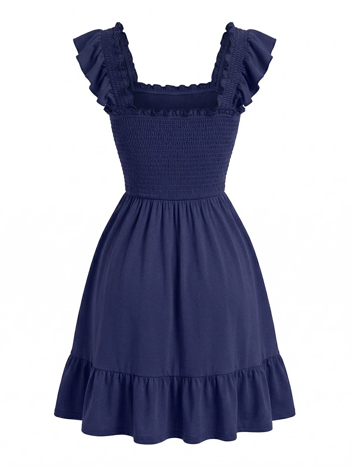 1950s Square Neck Ruffled Sleeve Smocked Dress sold by Retro Stage product image thumbnail 3