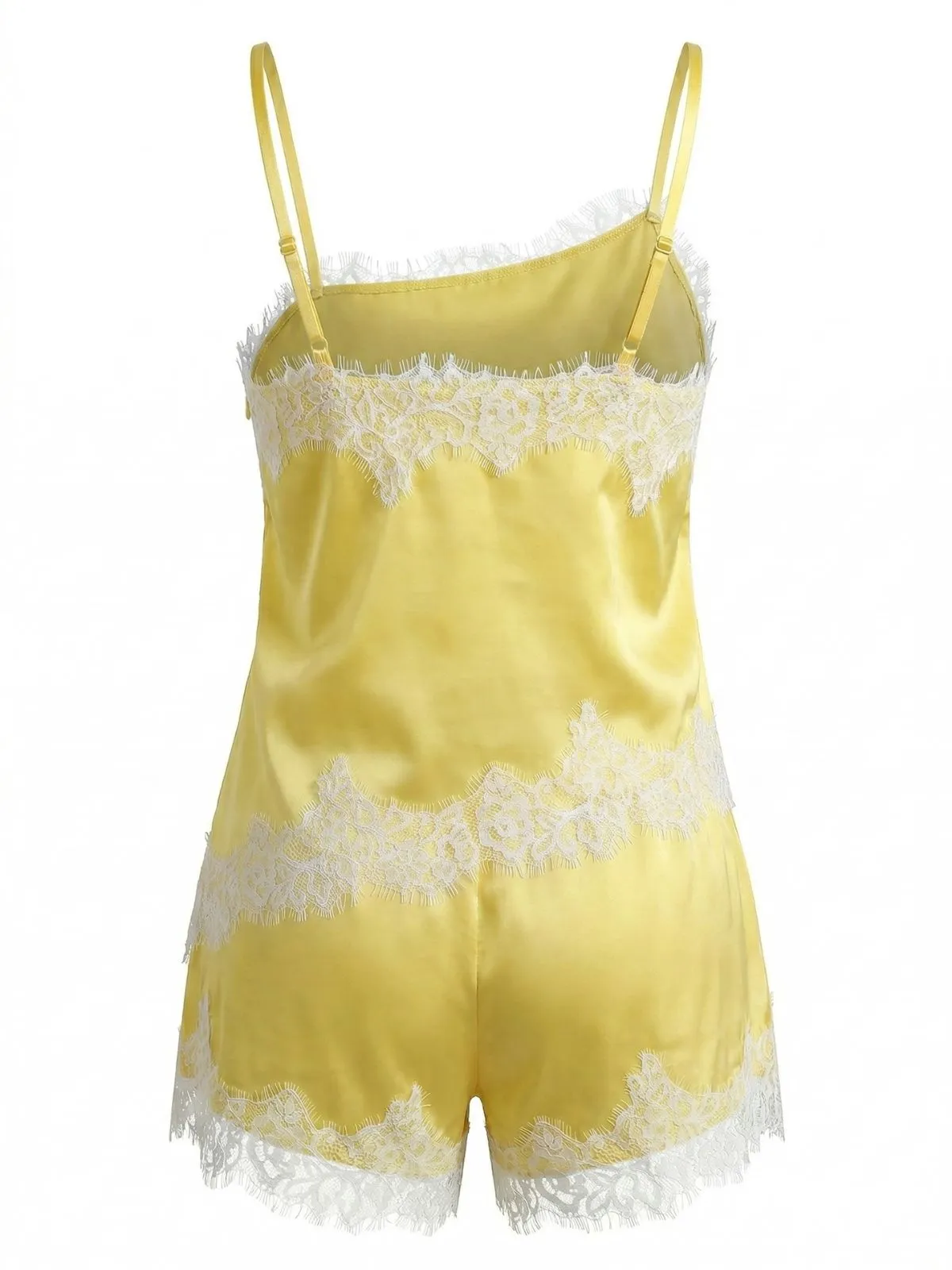 2PCS Yellow 1950s Lace Spaghetti Strap Pajama Set sold by Retro Stage product image thumbnail 3