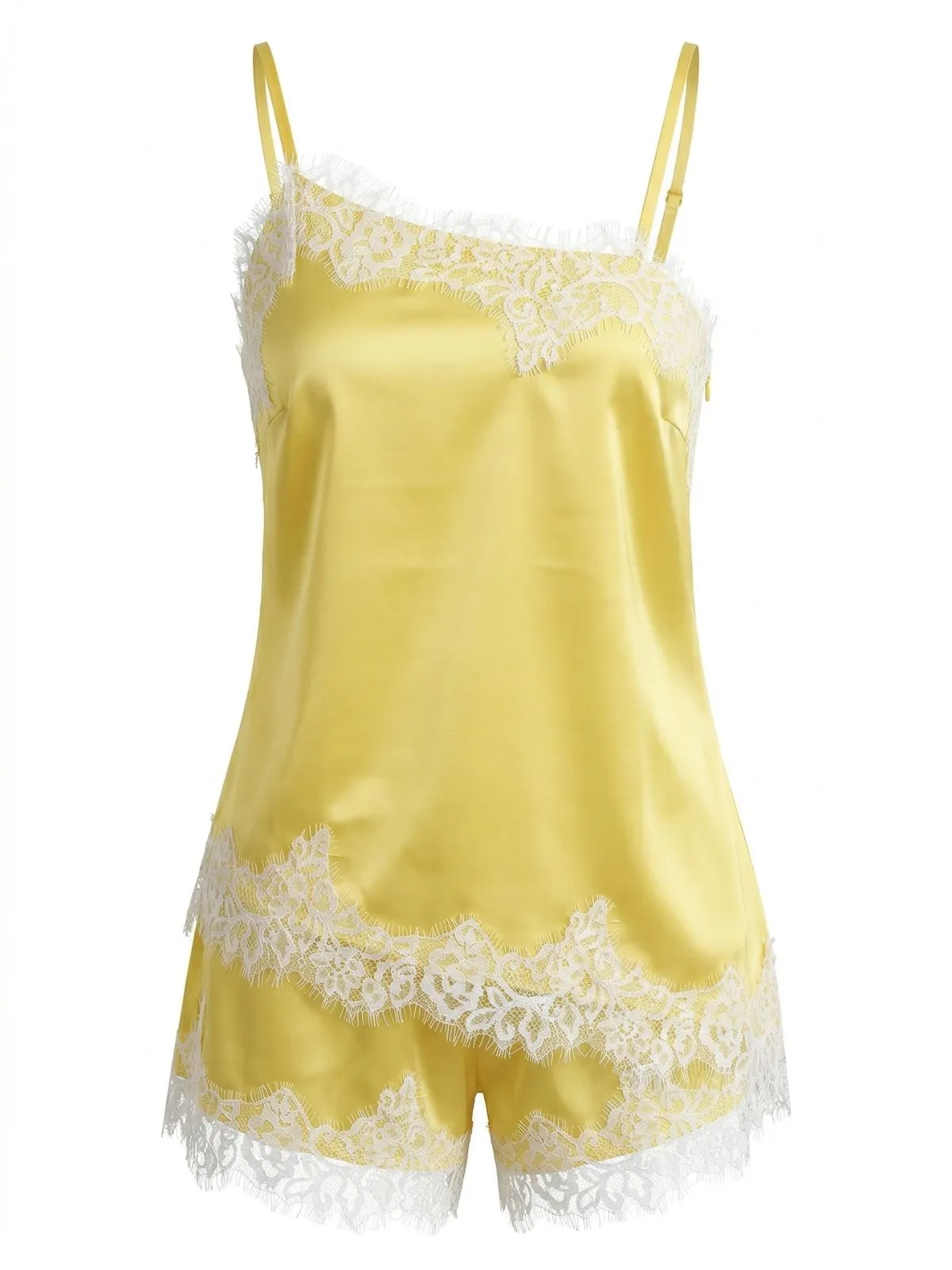 2PCS Yellow 1950s Lace Spaghetti Strap Pajama Set sold by Retro Stage product image thumbnail 2