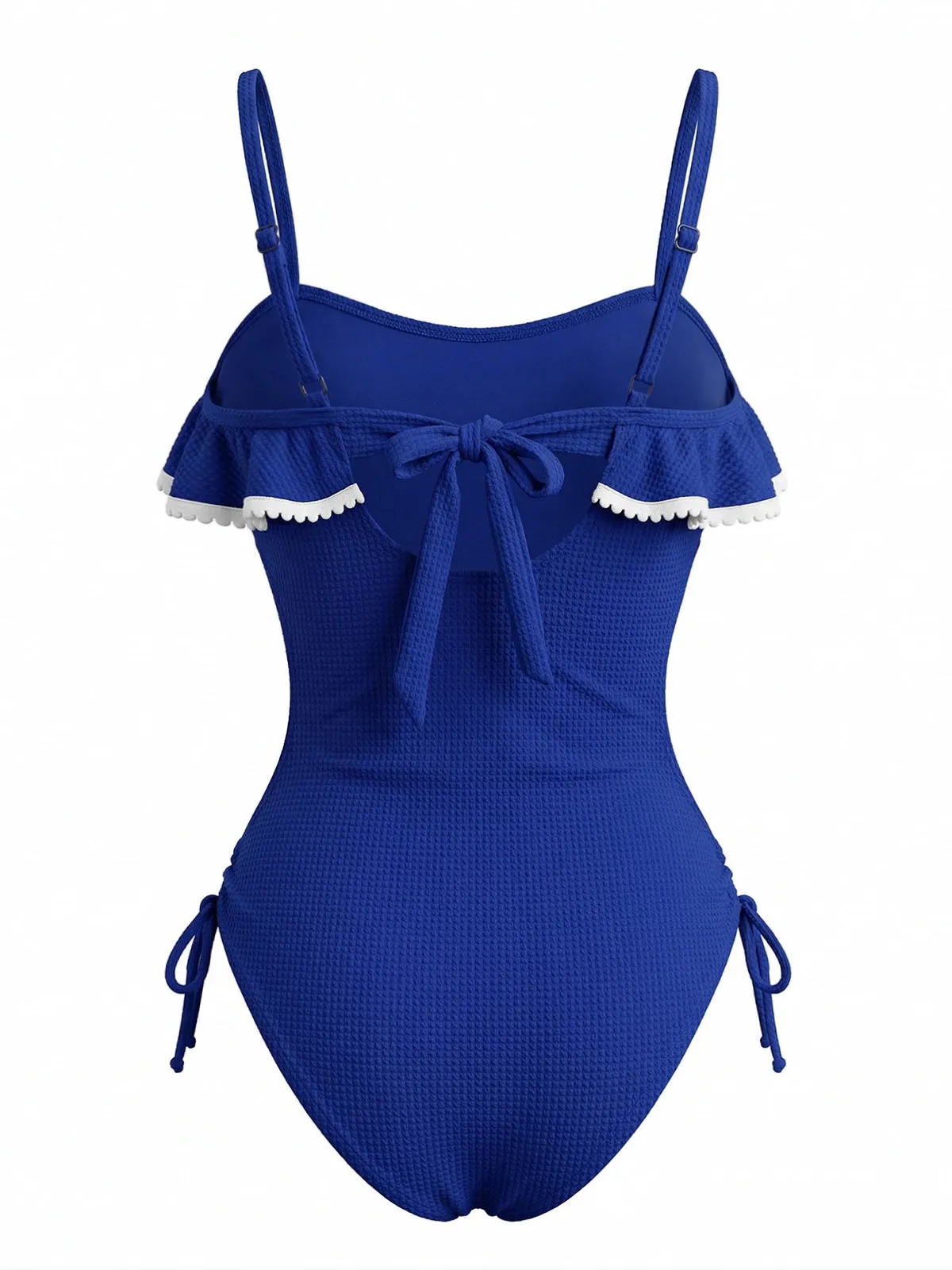 Blue 1940s Seashell Pendant Ruffle One-Piece Swimsuit sold by Retro Stage product image thumbnail 3